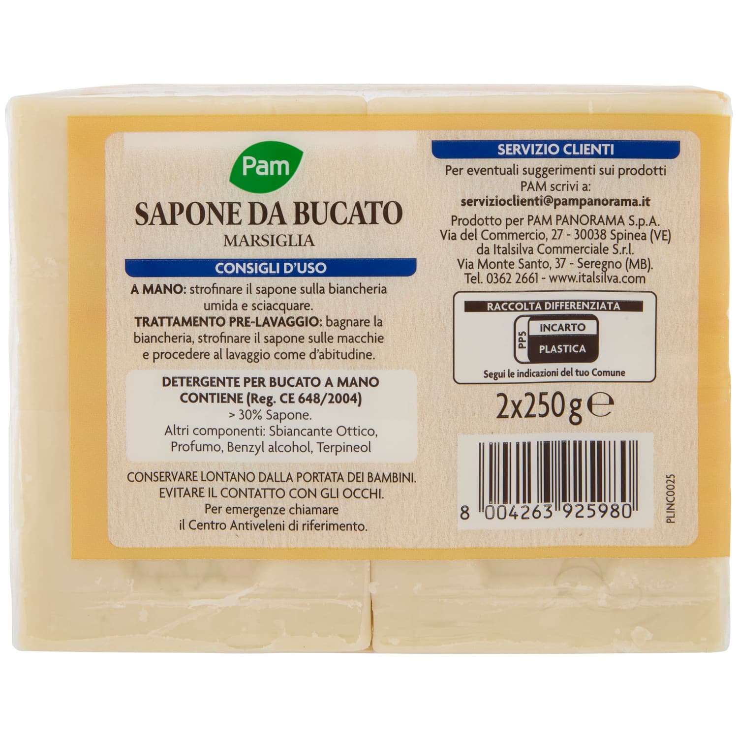 ARKALIA CASA Sapone per Bucato a Mano Marsiglia 500g (250g x 2) – immagine 4