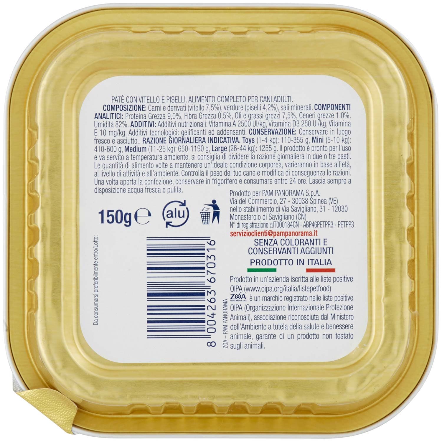 ZOA Adult Patè con Vitello e Piselli 150 g – immagine 4