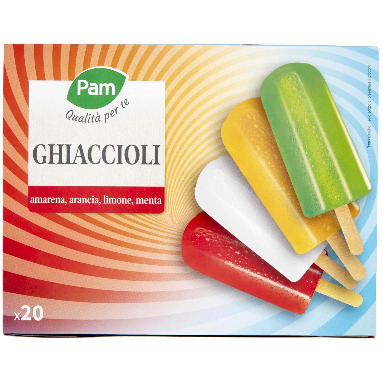 PAM Qualità per te Ghiaccioli amarena, arancia, limone, menta 20 x 70 g – immagine 2