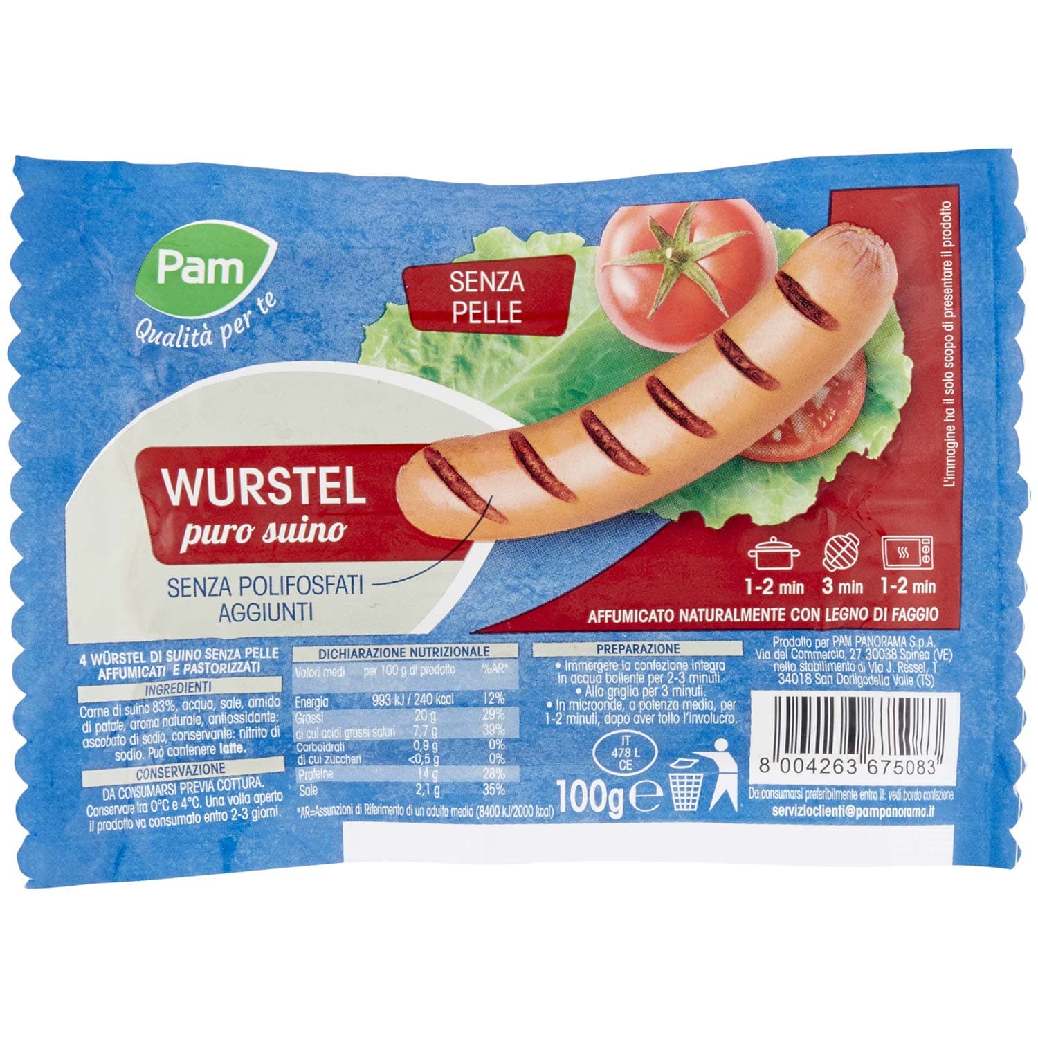 PAM Qualità per te Wurstel puro suino 100 g – immagine 2