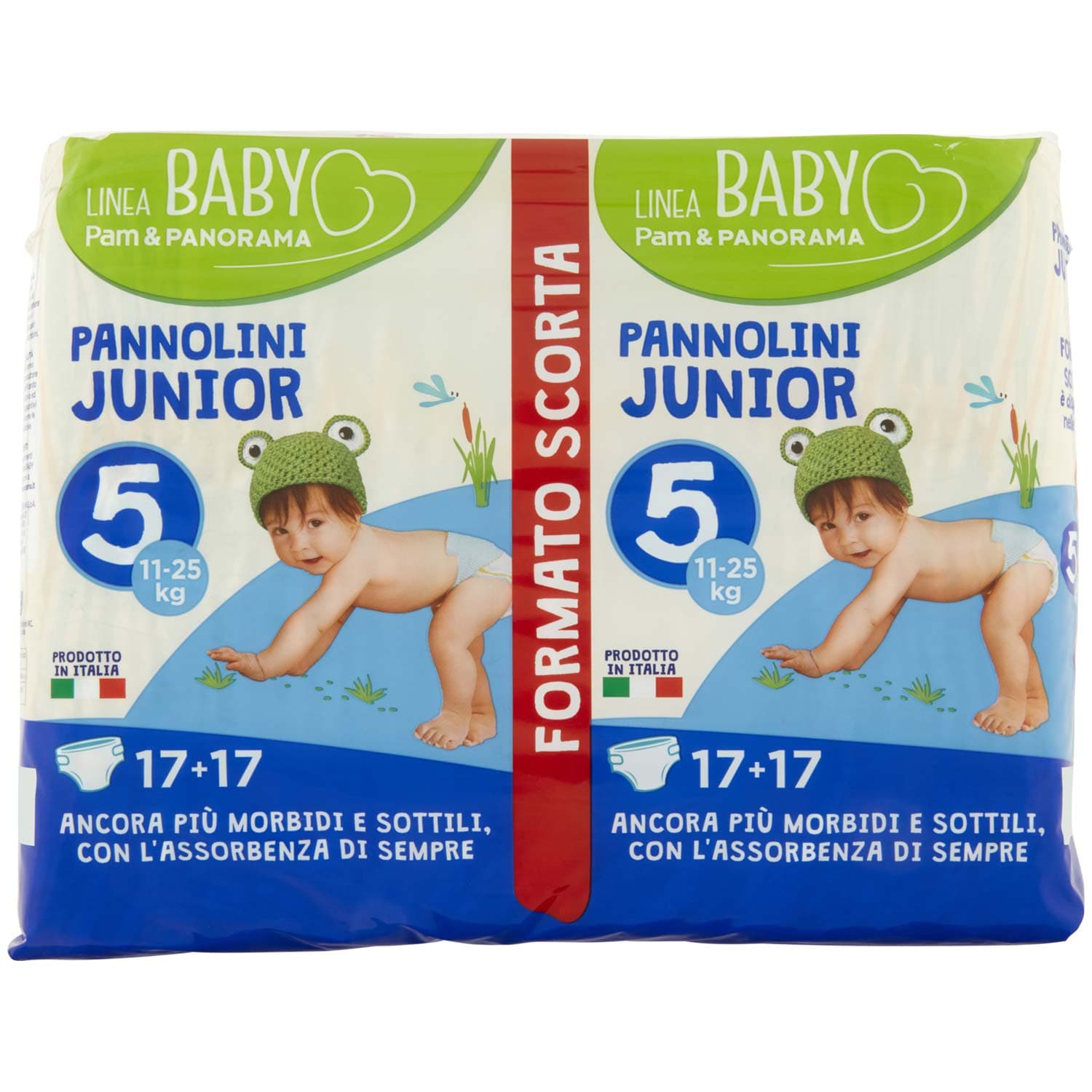 PAM PANORAMA Linea Baby Pannolini Junior Taglia 5 11-25kg 17+17 pz – immagine 2