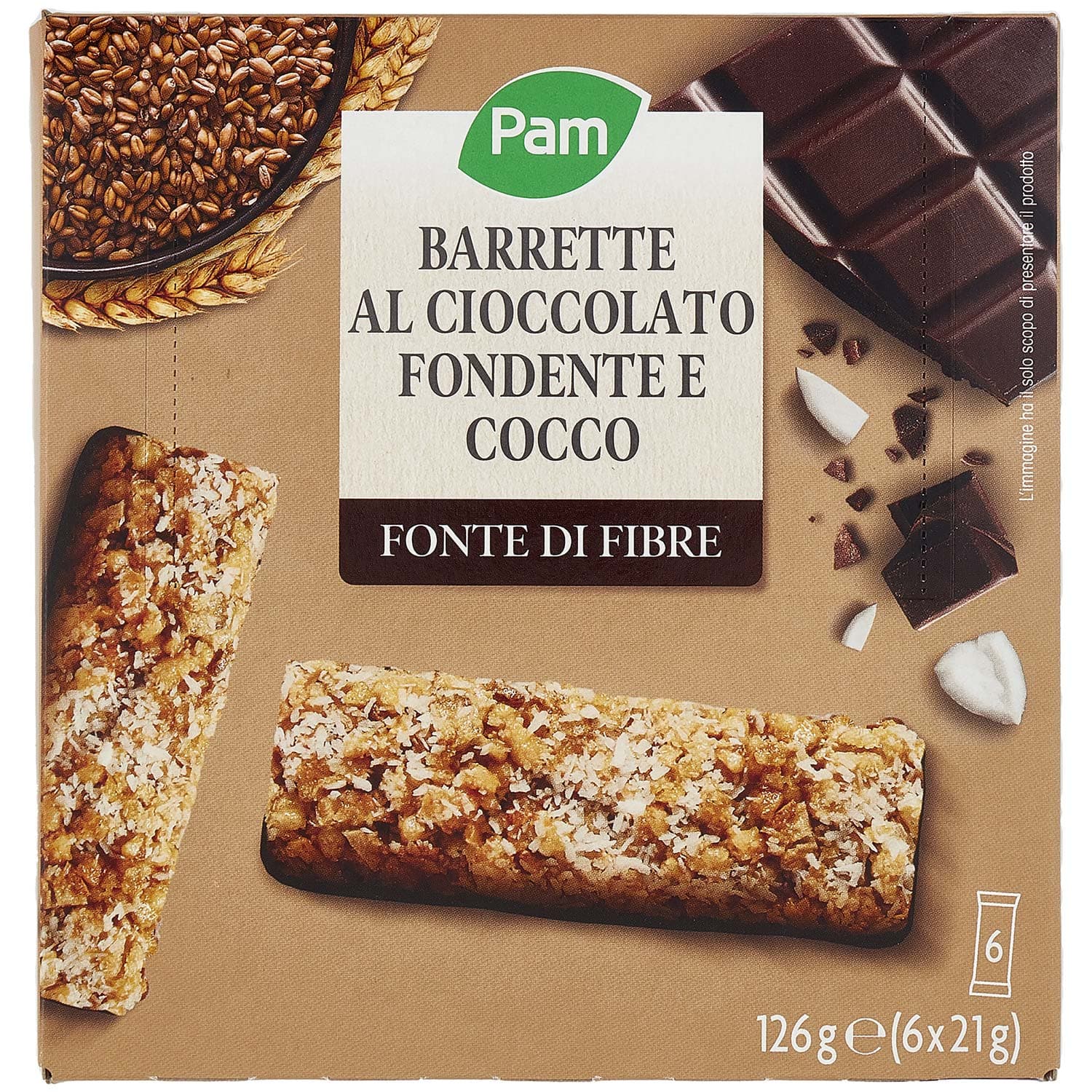 PAM Barrette al Cioccolato Fondente e Cocco 6 x 21 g – immagine 2