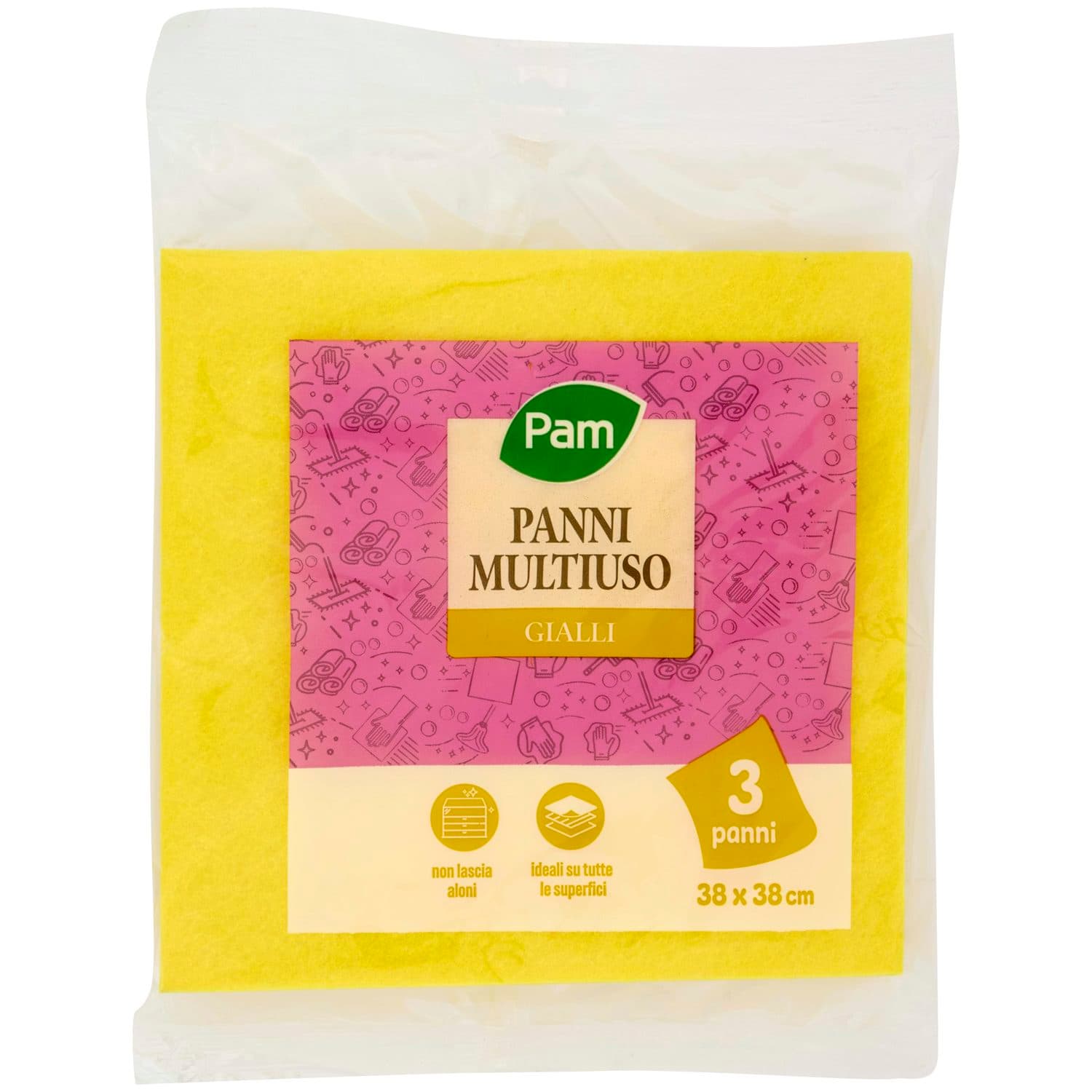 PAM Panni Multiuso Gialli 38 x 38 cm 3 pz – immagine 2