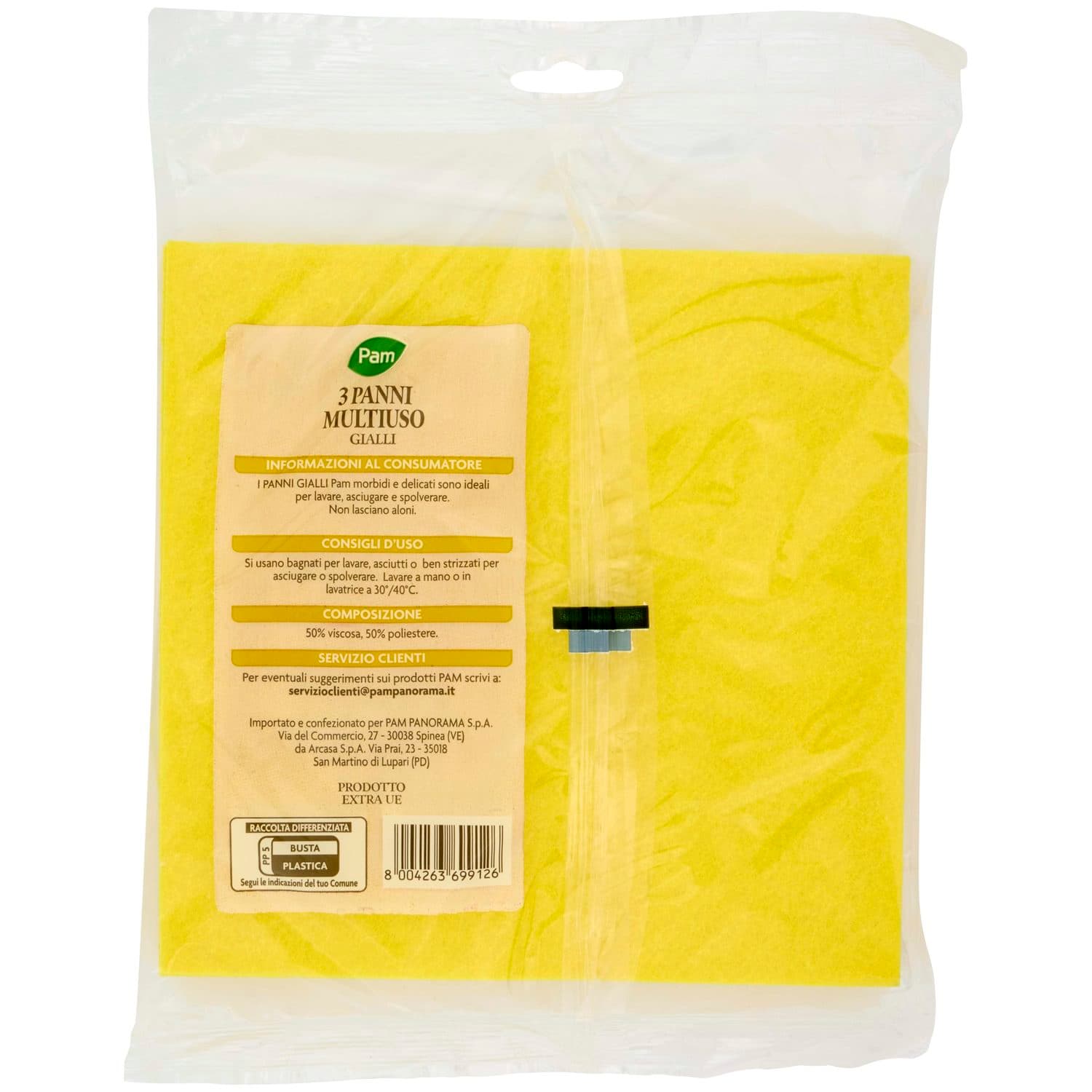 PAM Panni Multiuso Gialli 38 x 38 cm 3 pz – immagine 4