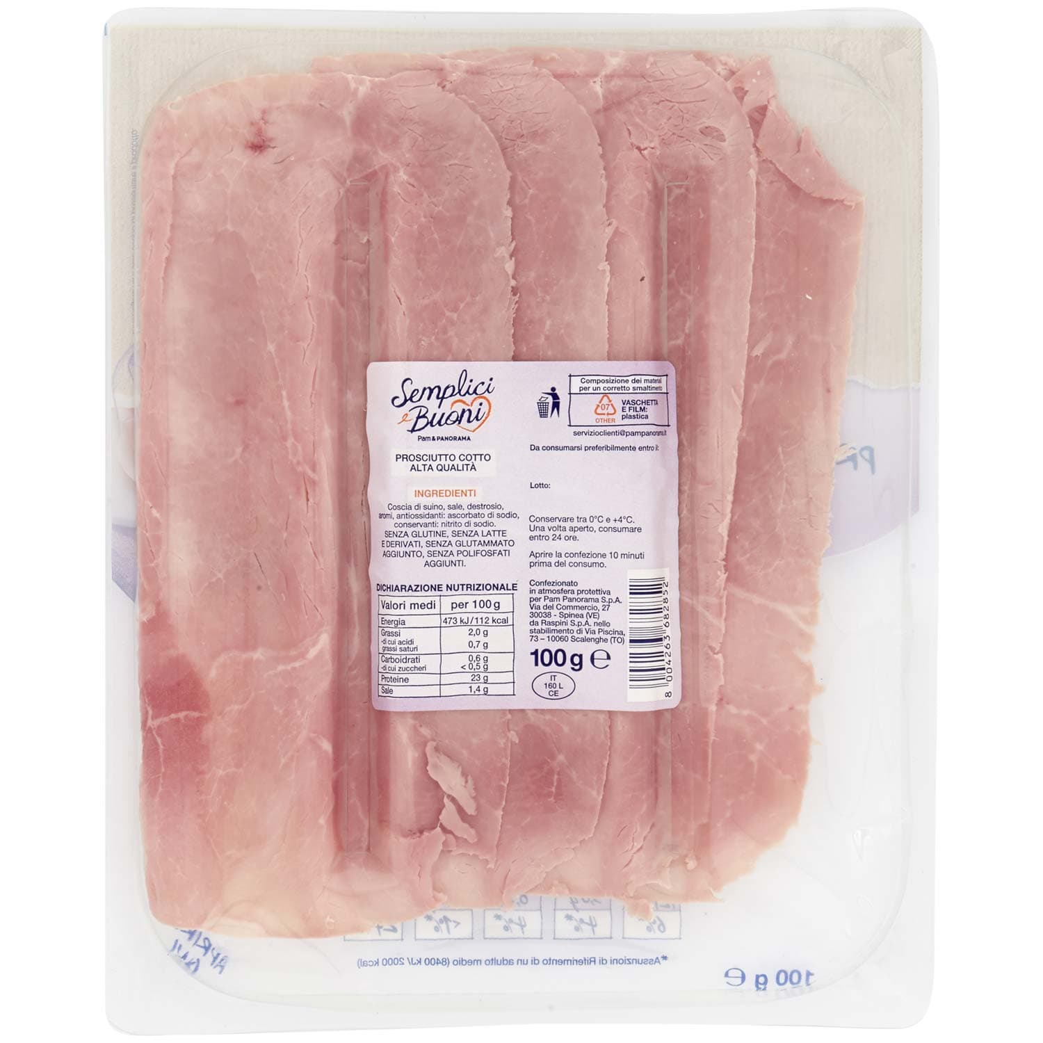 SEMPLICI E BUONI 3% di Grassi Prosciutto Cotto Alta Qualità 100 g – immagine 4