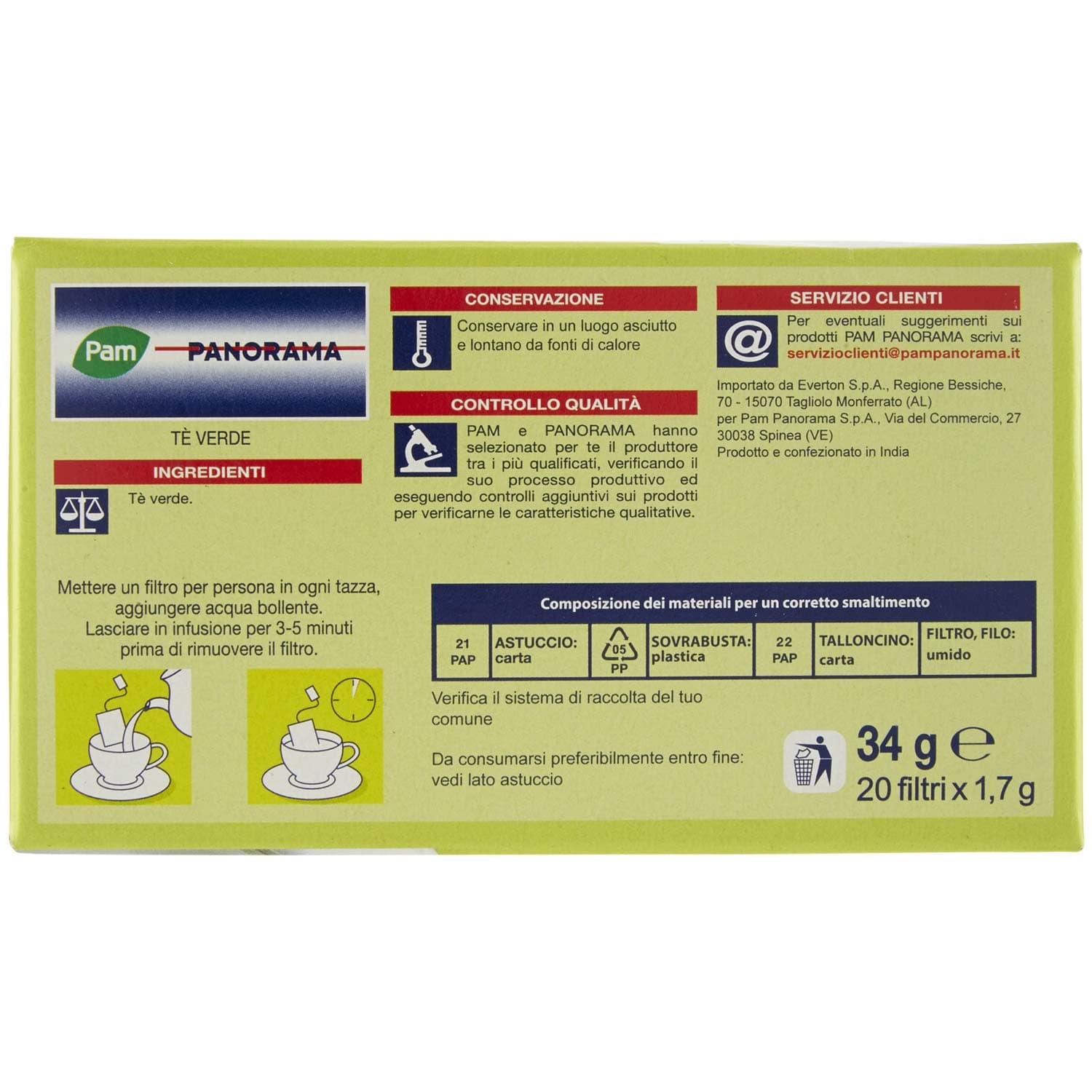 PAM PANORAMA Tè Verde 34g (1,7g x 20) – immagine 7