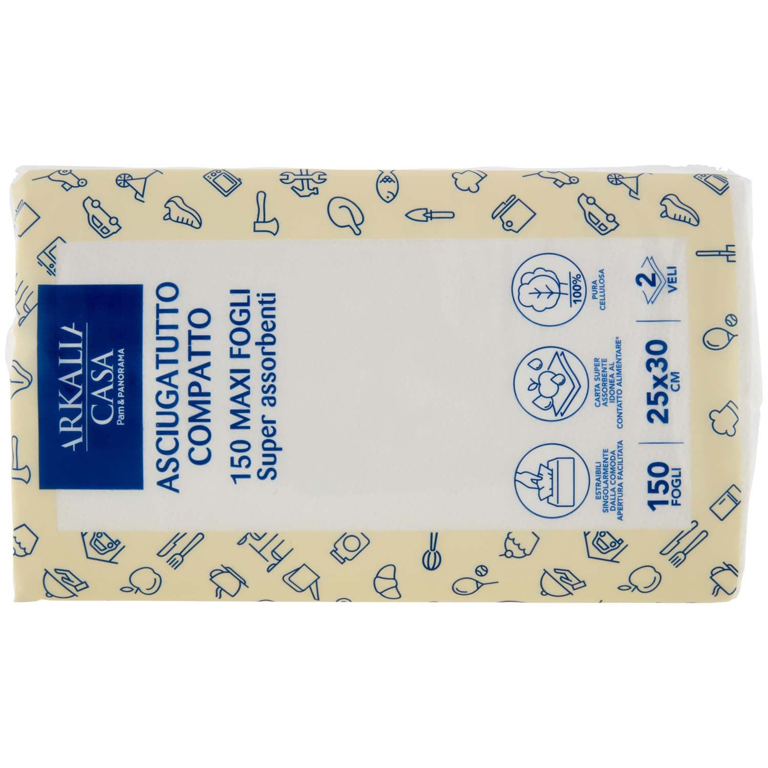ARKALIA CASA Asciugatutto Compatto 2 Veli Maxi Fogli 150 pz – immagine 4