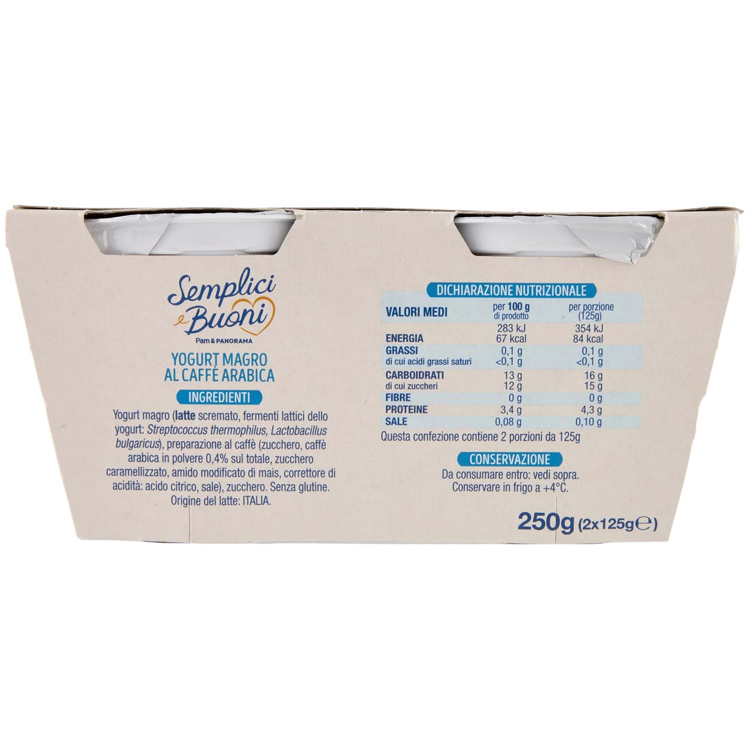 SEMPLICI E BUONI 0,1% di Grassi Yogurt Magro Caffè Arabica 2 x 125 g – immagine 4
