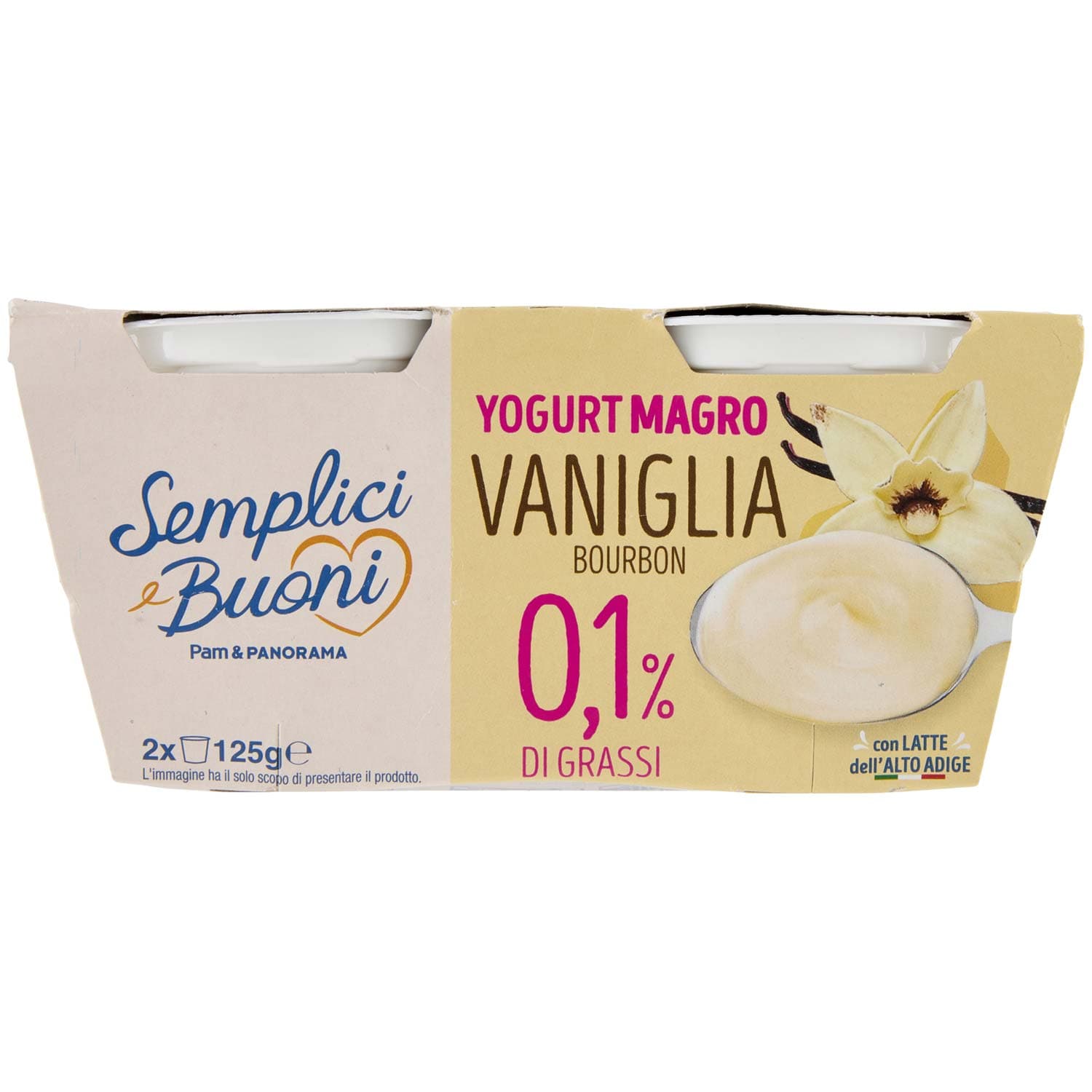 SEMPLICI E BUONI 0,1% di Grassi Yogurt Magro Vaniglia Bourbon 2 x 125 g – immagine 2