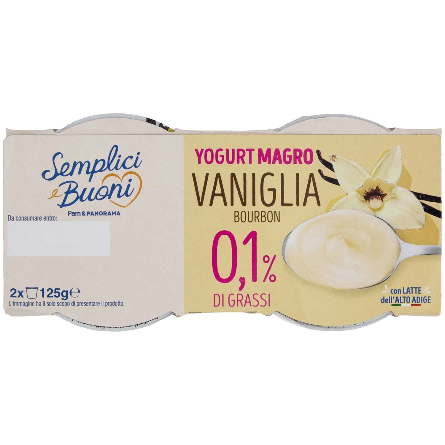 SEMPLICI E BUONI 0,1% di Grassi Yogurt Magro Vaniglia Bourbon 2 x 125 g – immagine 6