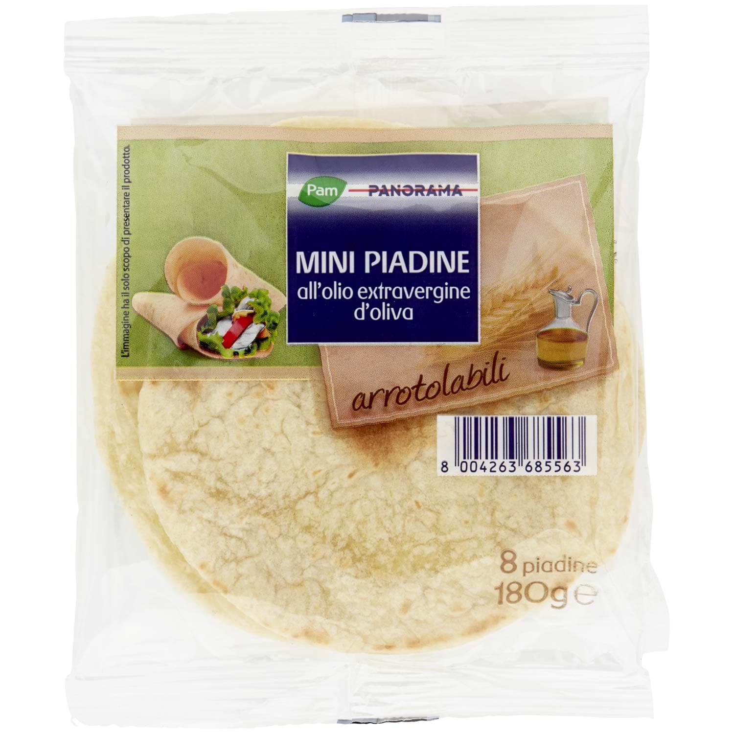 PAM PANORAMA Mini Piadine all'olio extravergine d'oliva 8 piadine 180 g – immagine 2