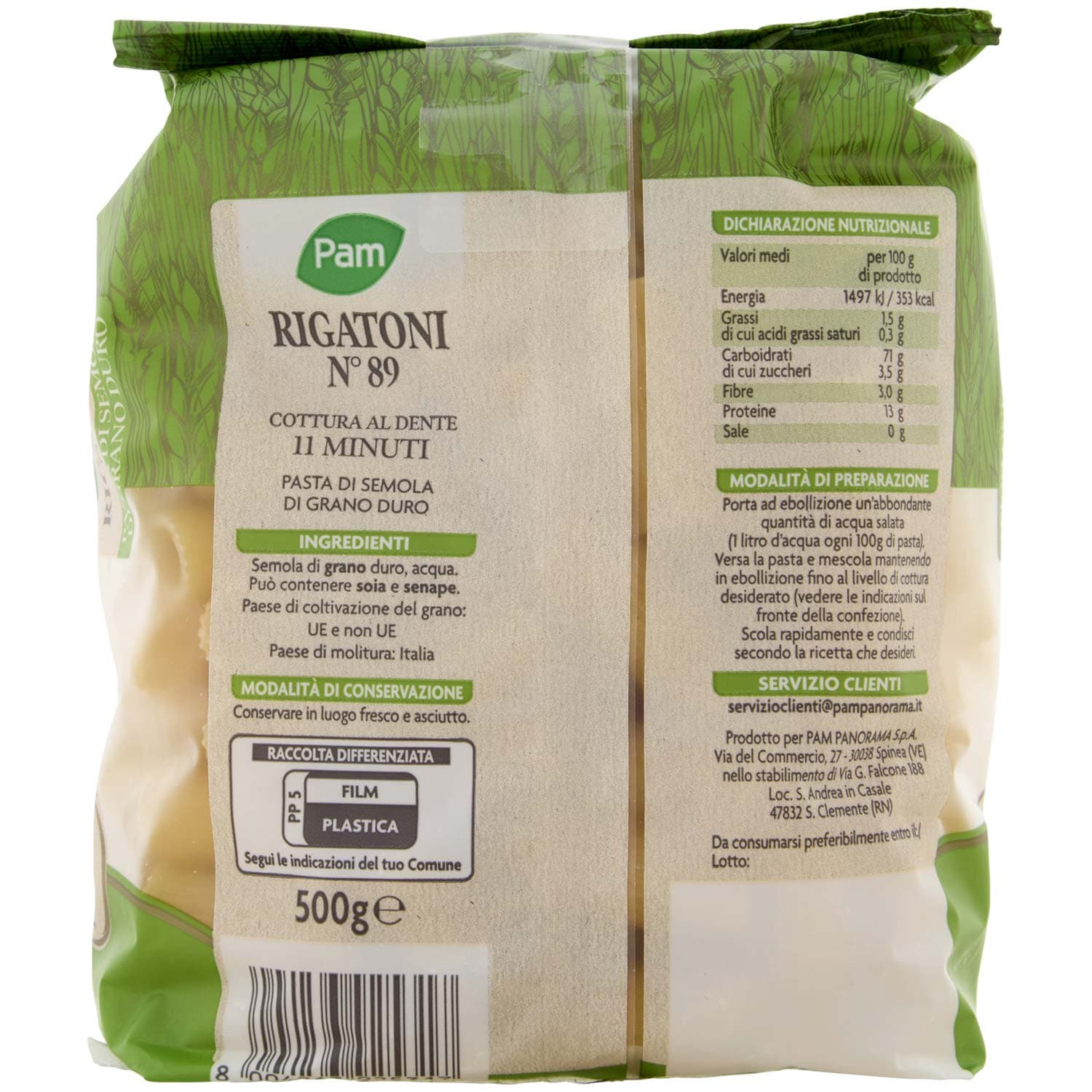 PAM Rigatoni N° 89 Pasta di Semola di Grano Duro 500 g – immagine 4