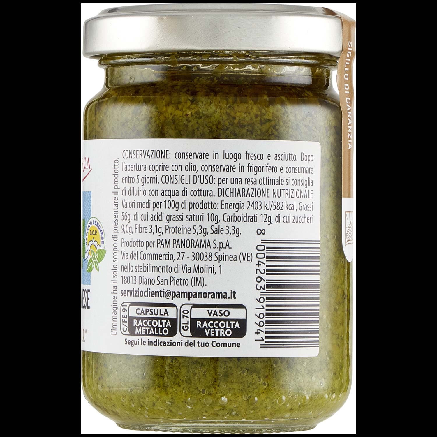 TESORI DELL'ARCA Pesto alla Genovese Senza Aglio con " Basilico Genovese D.O.P." 130 g – immagine 5