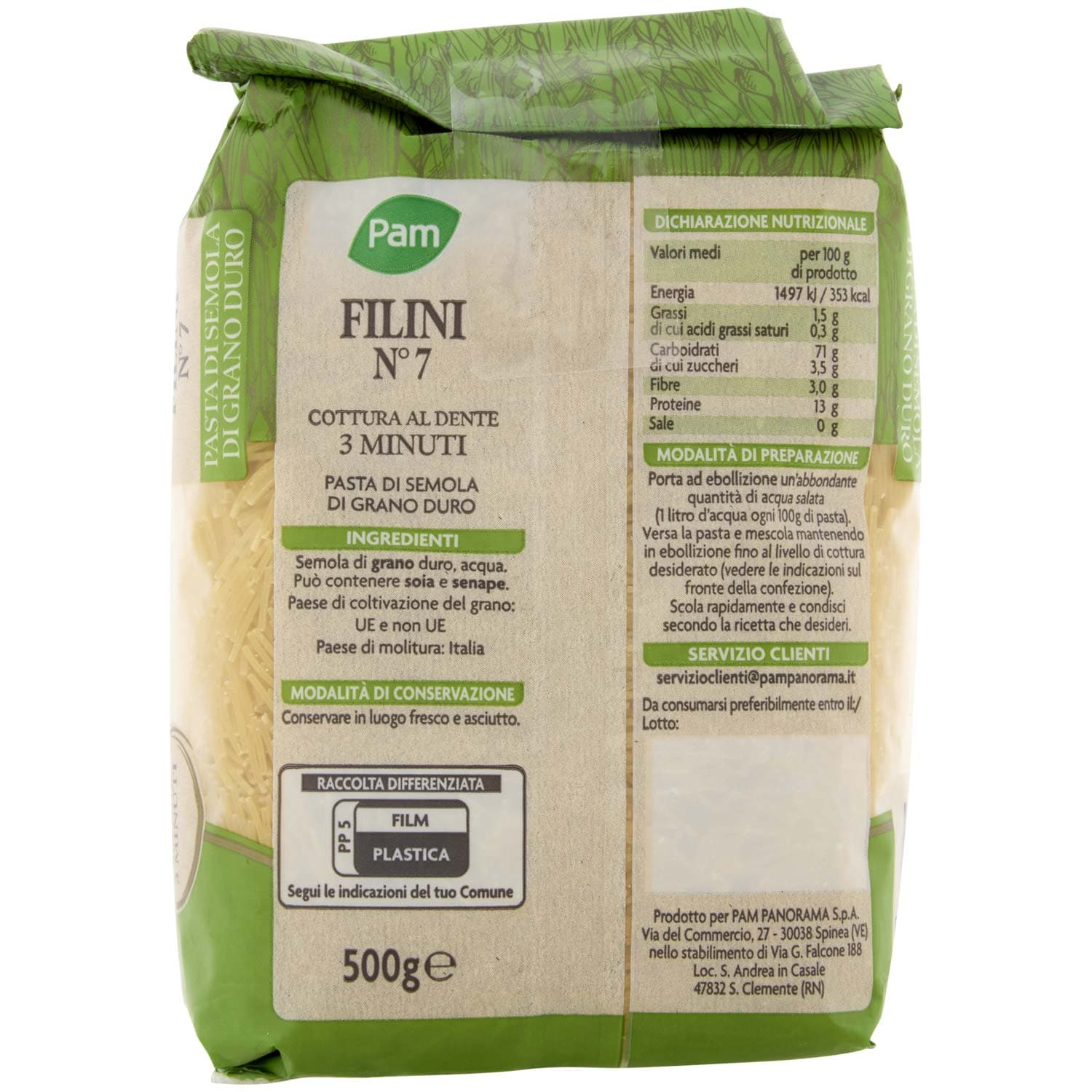 PAM Filini N° 7 Pasta di Semola di Grano Duro 500 g – immagine 4