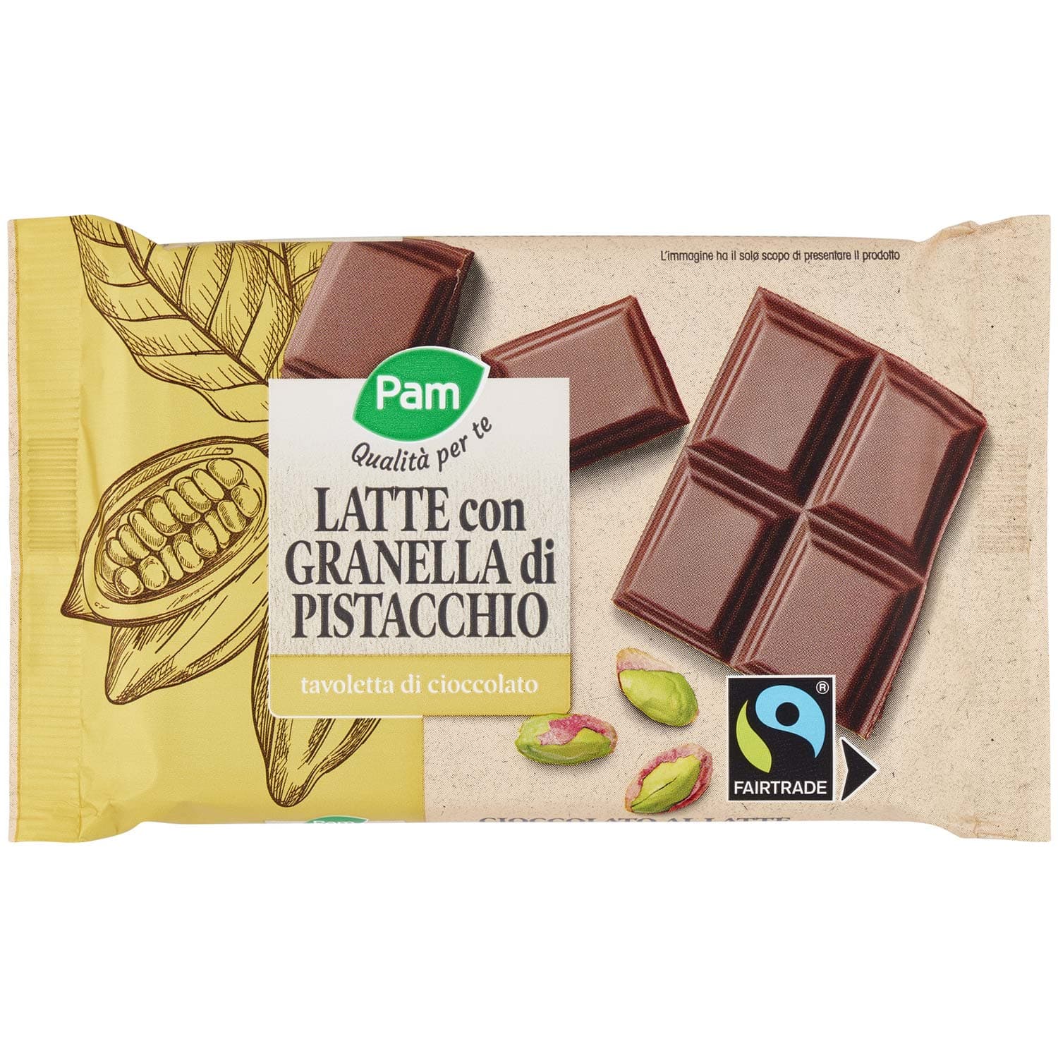PAM Qualità per te Latte con Granella di Pistacchio tavoletta di cioccolato 100 g – immagine 2