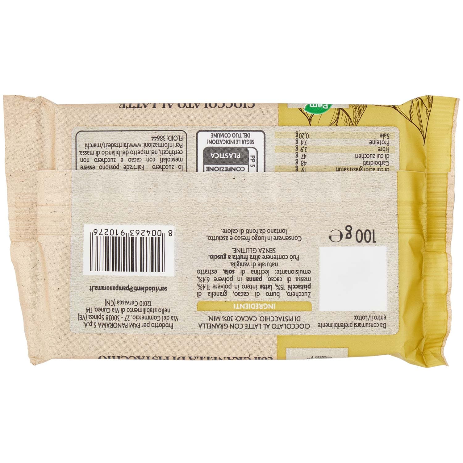 PAM Qualità per te Latte con Granella di Pistacchio tavoletta di cioccolato 100 g – immagine 4