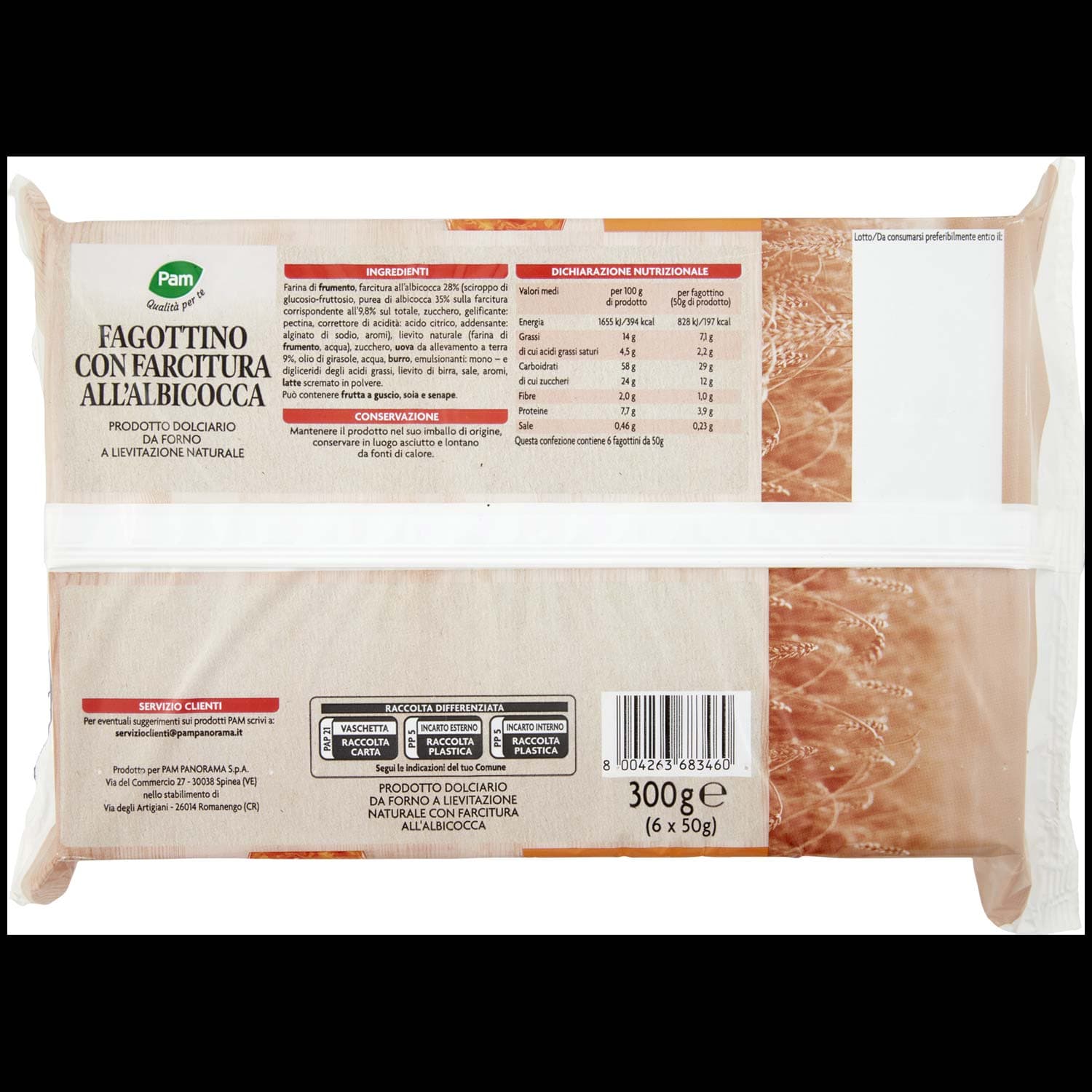 PAM PANORAMA Fagottino con farcitura all'albicocca 300g (50g x 6) – immagine 4