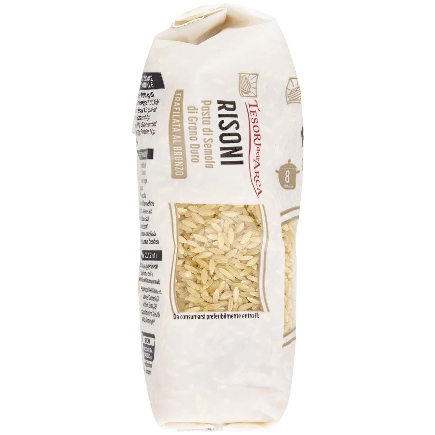 TESORI DELL'ARCA Pasta di Semola di Grano Duro Risoni 500 g – immagine 3