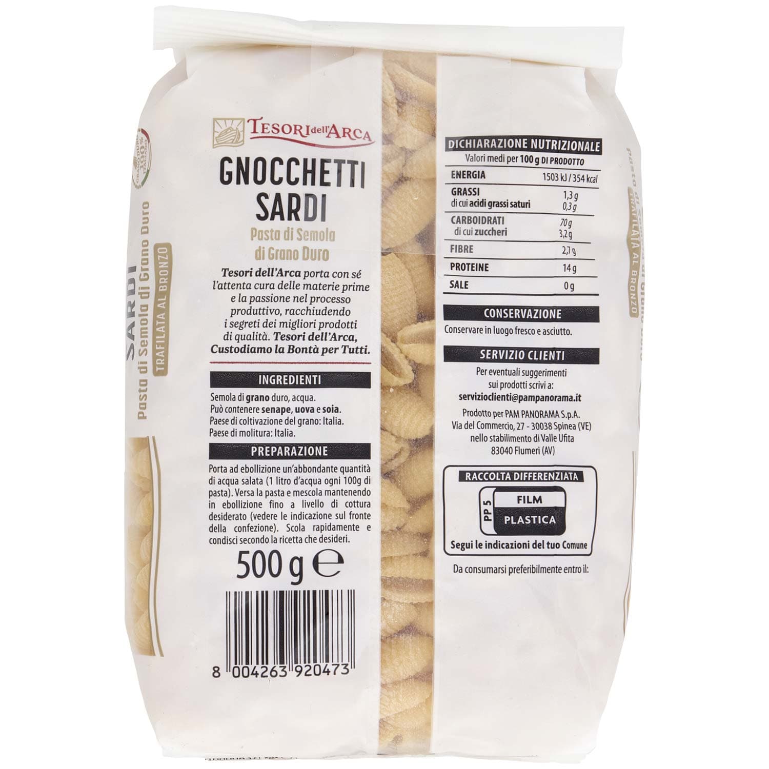 TESORI DELL'ARCA Pasta di Semola di Grano Duro Gnocchetti Sardi 500 g – immagine 4