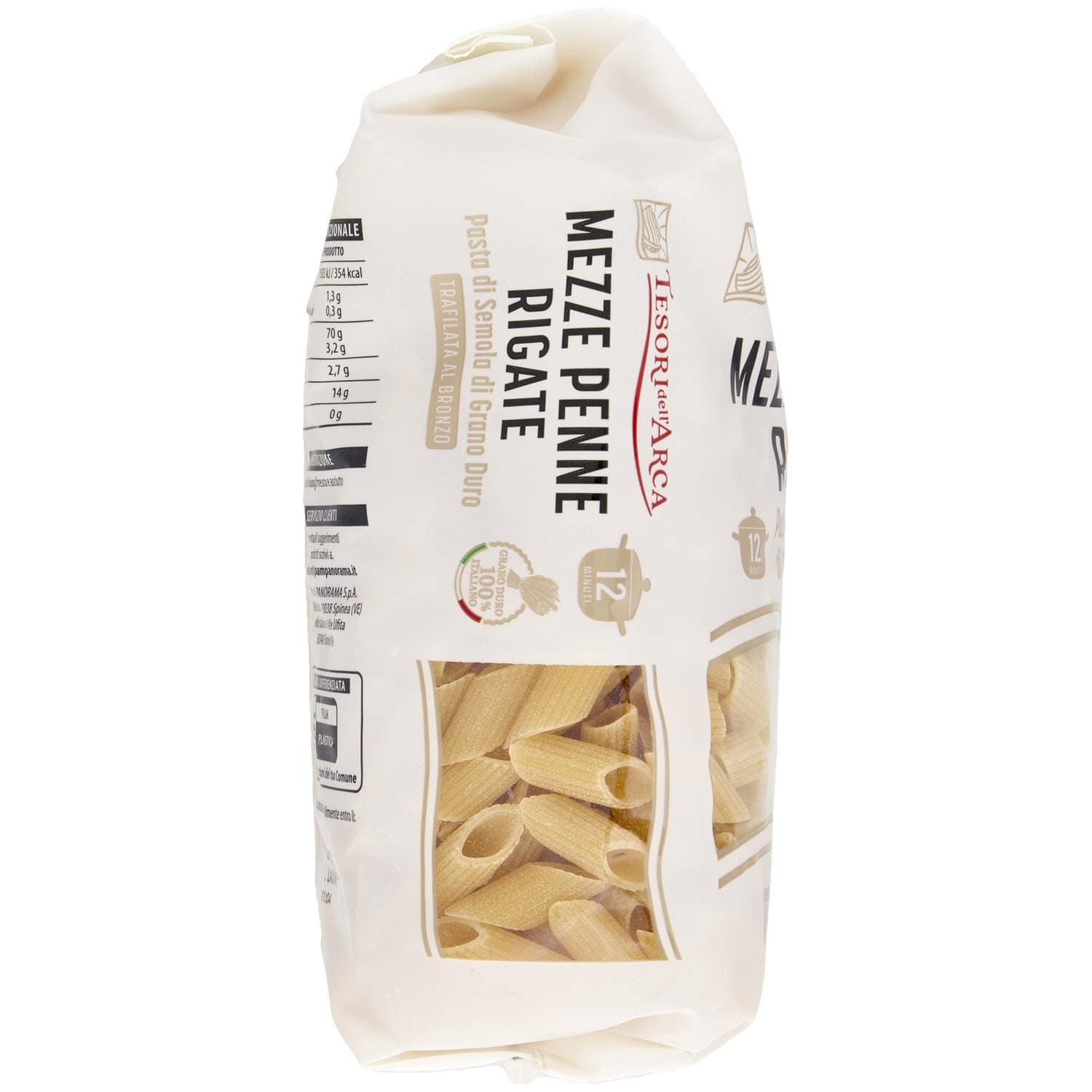 TESORI DELL'ARCA Pasta di Semola di Grano Duro Mezze Penne Rigate 500 g – immagine 3