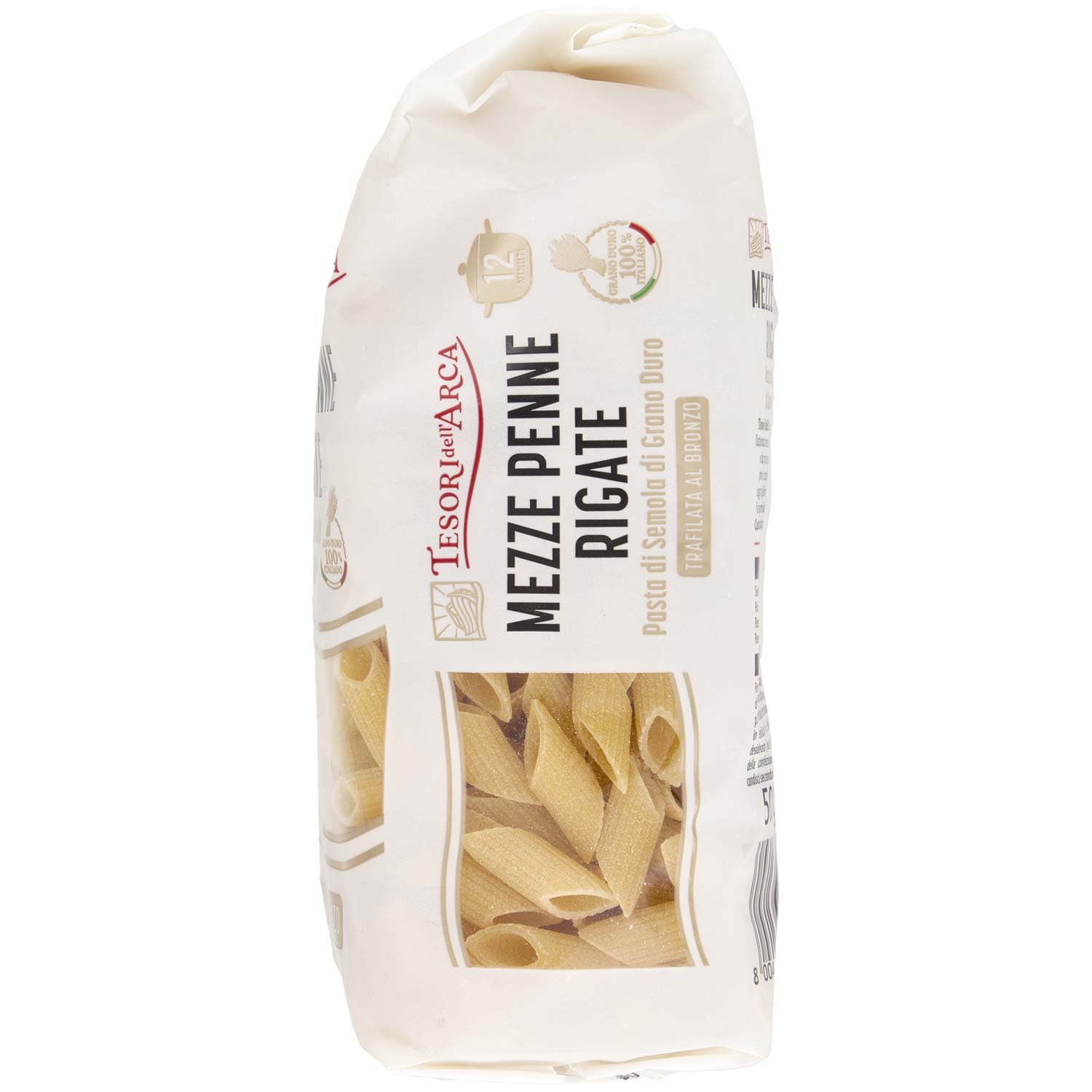 TESORI DELL'ARCA Pasta di Semola di Grano Duro Mezze Penne Rigate 500 g – immagine 5