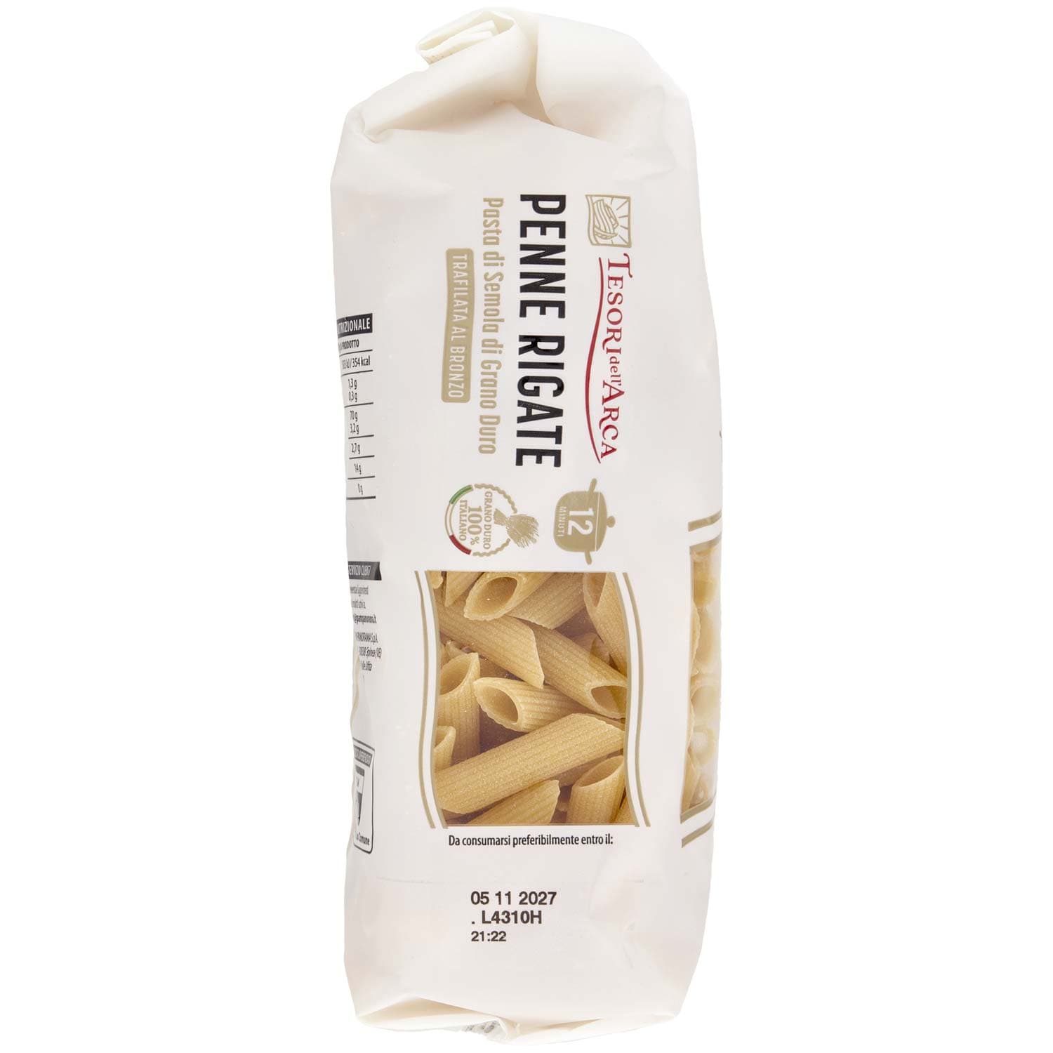 TESORI DELL'ARCA Pasta di Semola di Grano Duro Penne Rigate 500 g – immagine 3