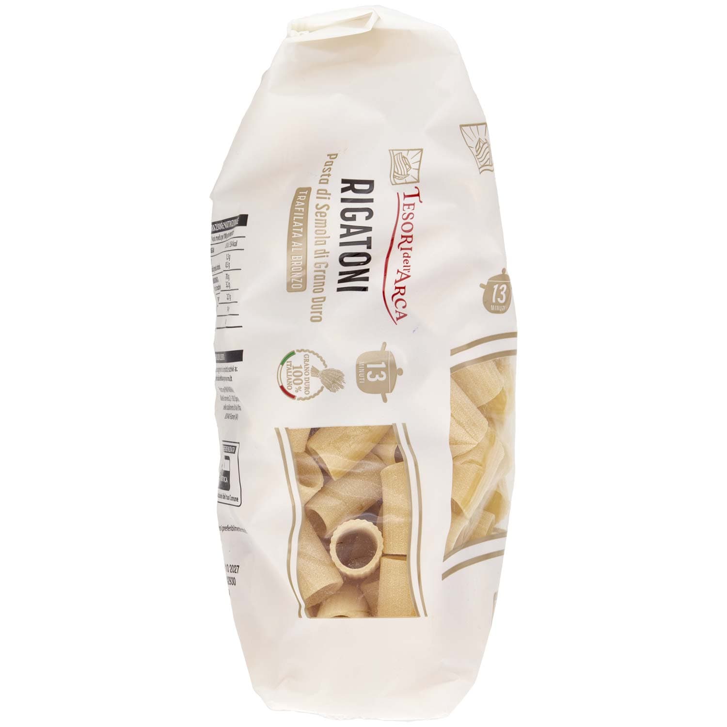 TESORI DELL'ARCA Pasta di Semola di Grano Duro Rigatoni 500 g – immagine 3