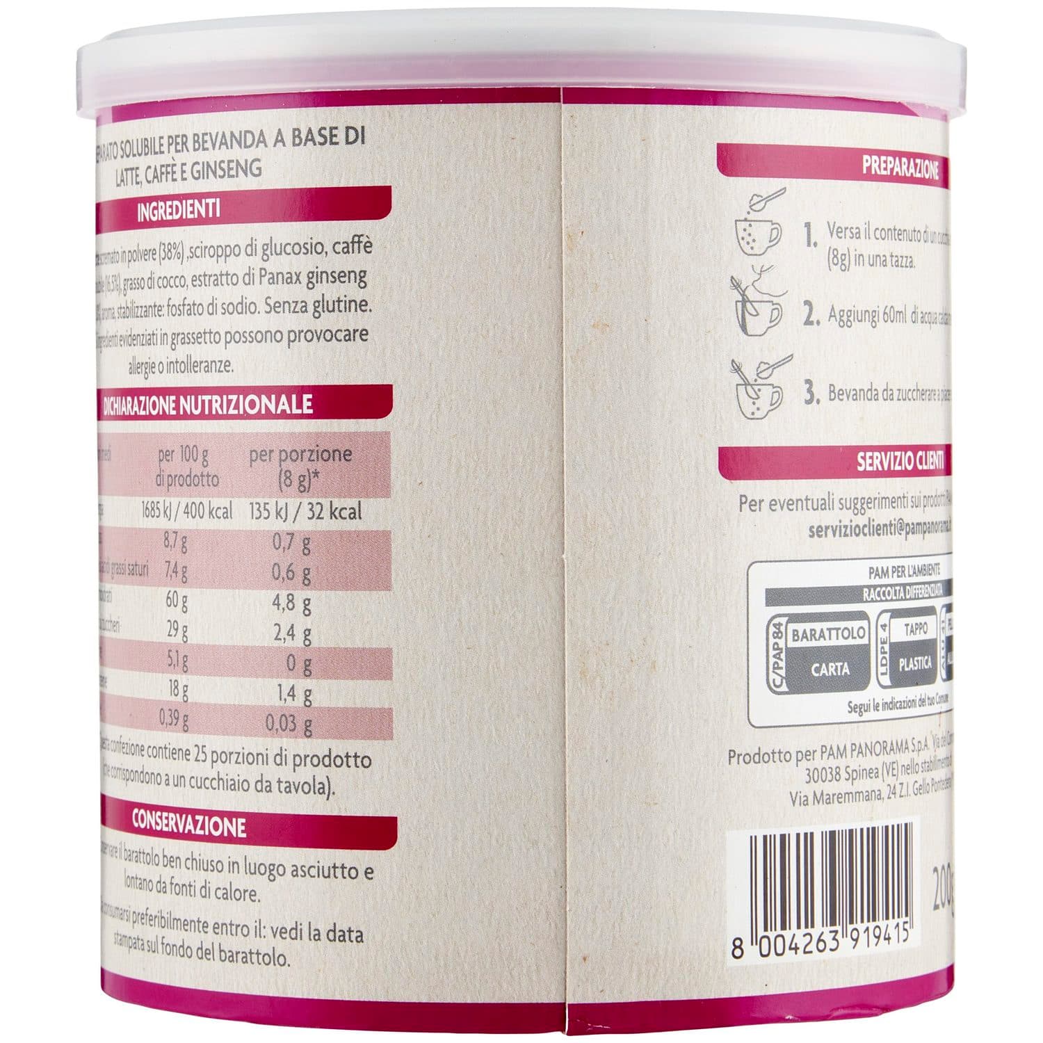 PAM Caffè e Ginseng Solubile 200 g – immagine 4