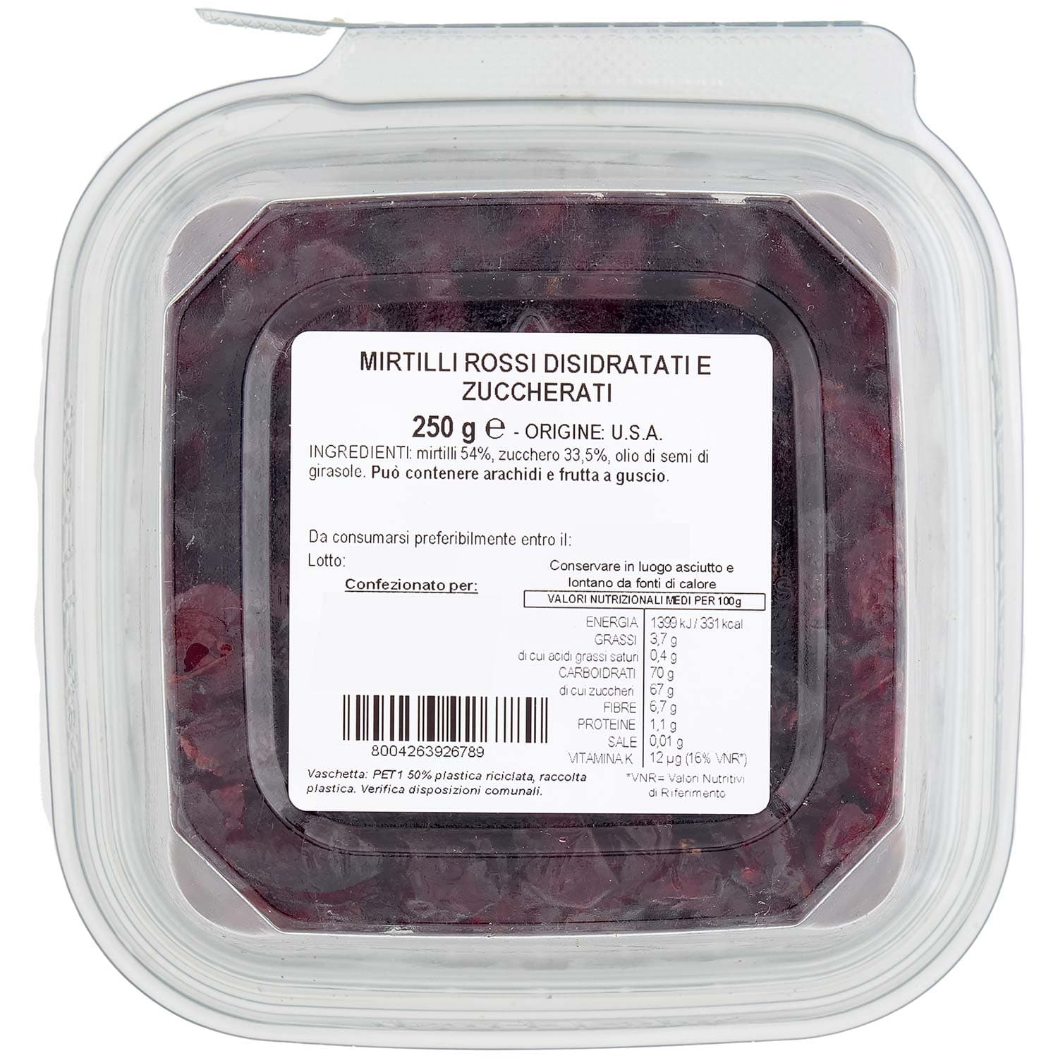 PAM Mirtilli Rossi Disidratati 250 g – immagine 4