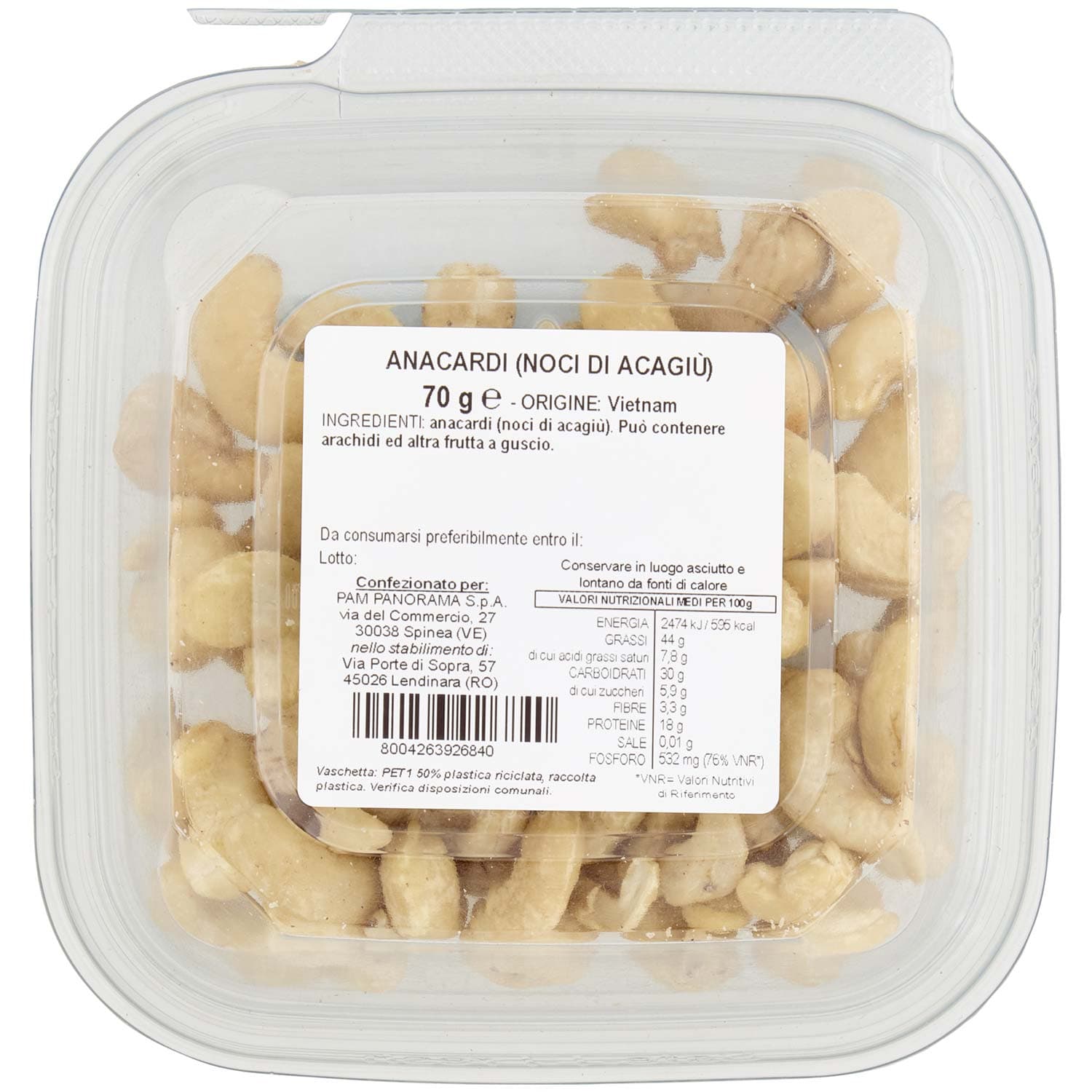 PAM Anacardi Naturali 70 g – immagine 4