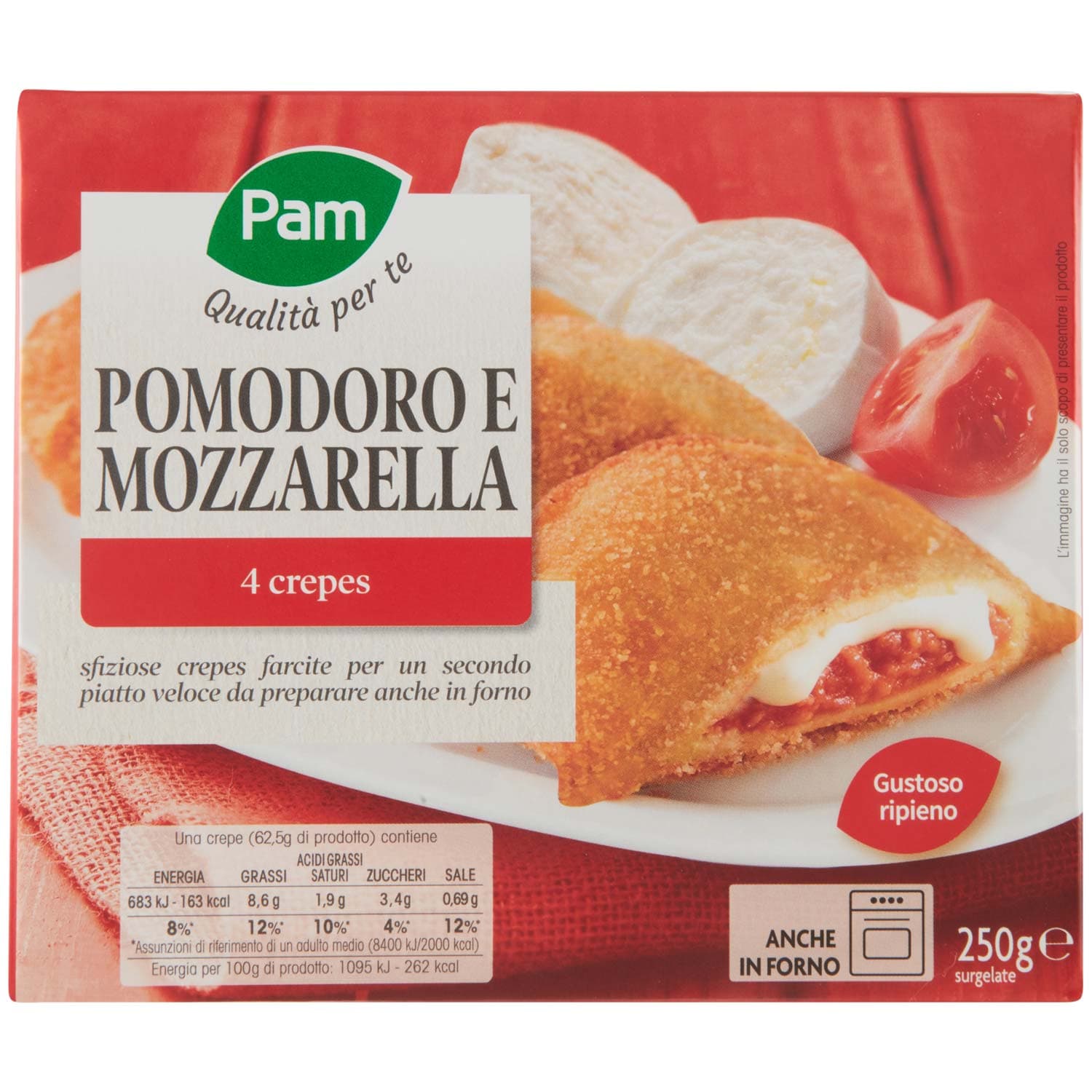 PAM Qualità per te Pomodoro e Mozzarella 4 crepes surgelate 4 x 62,5 g – immagine 2