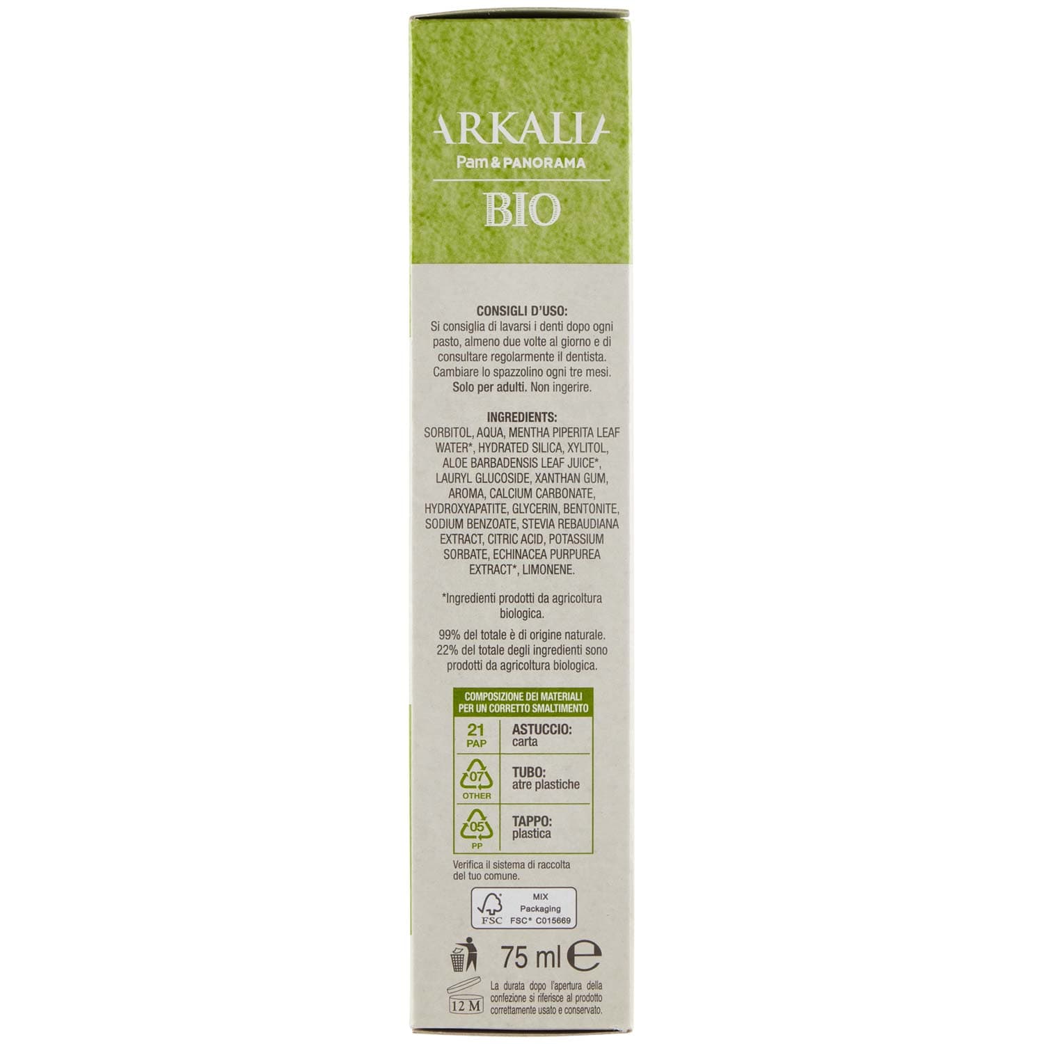 ARKALIA BIO Dentifricio Protezione Completa con Stevia 75 ml – immagine 3
