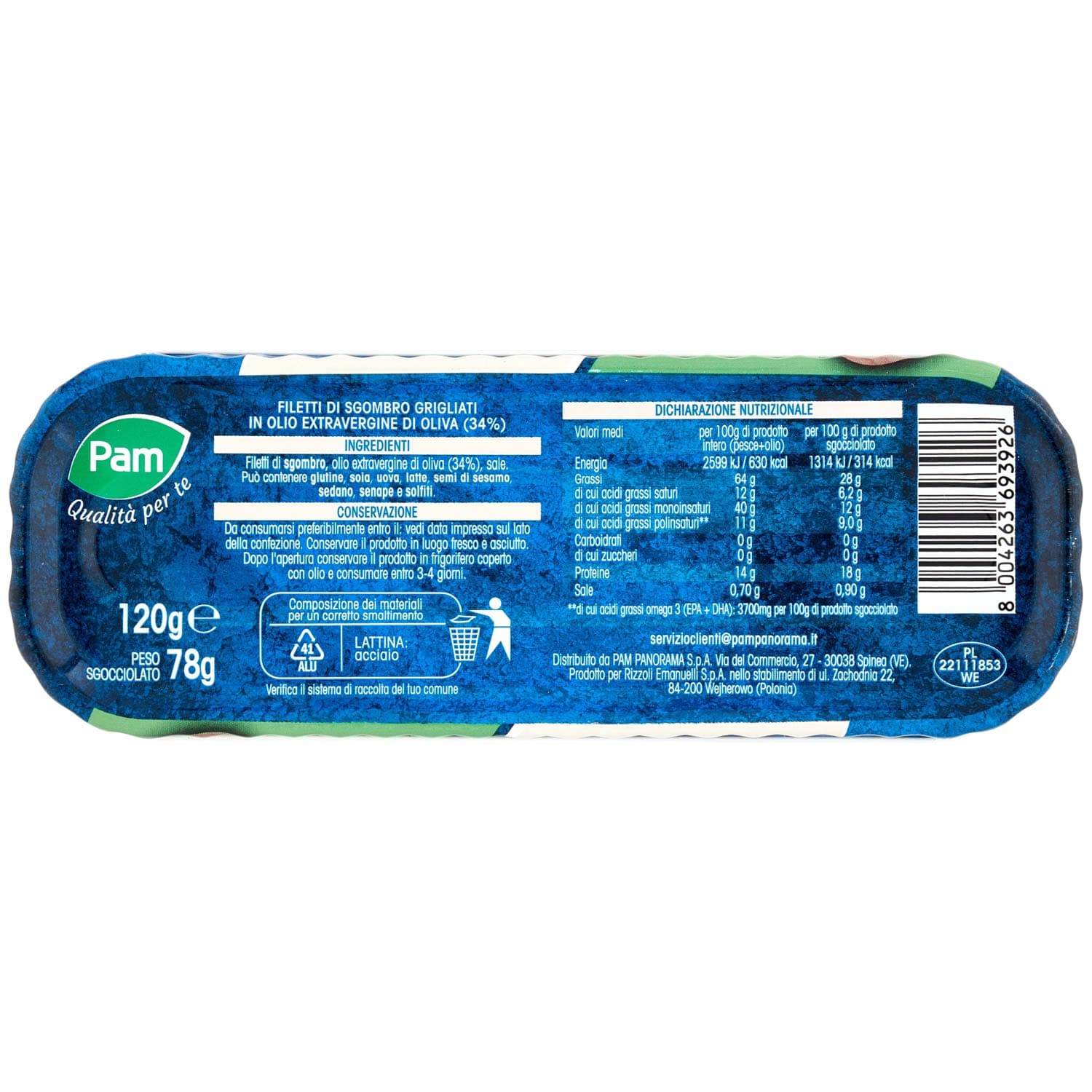 PAM Qualità per te Filetti di Sgombro in olio extravergine di oliva 120 g – immagine 4