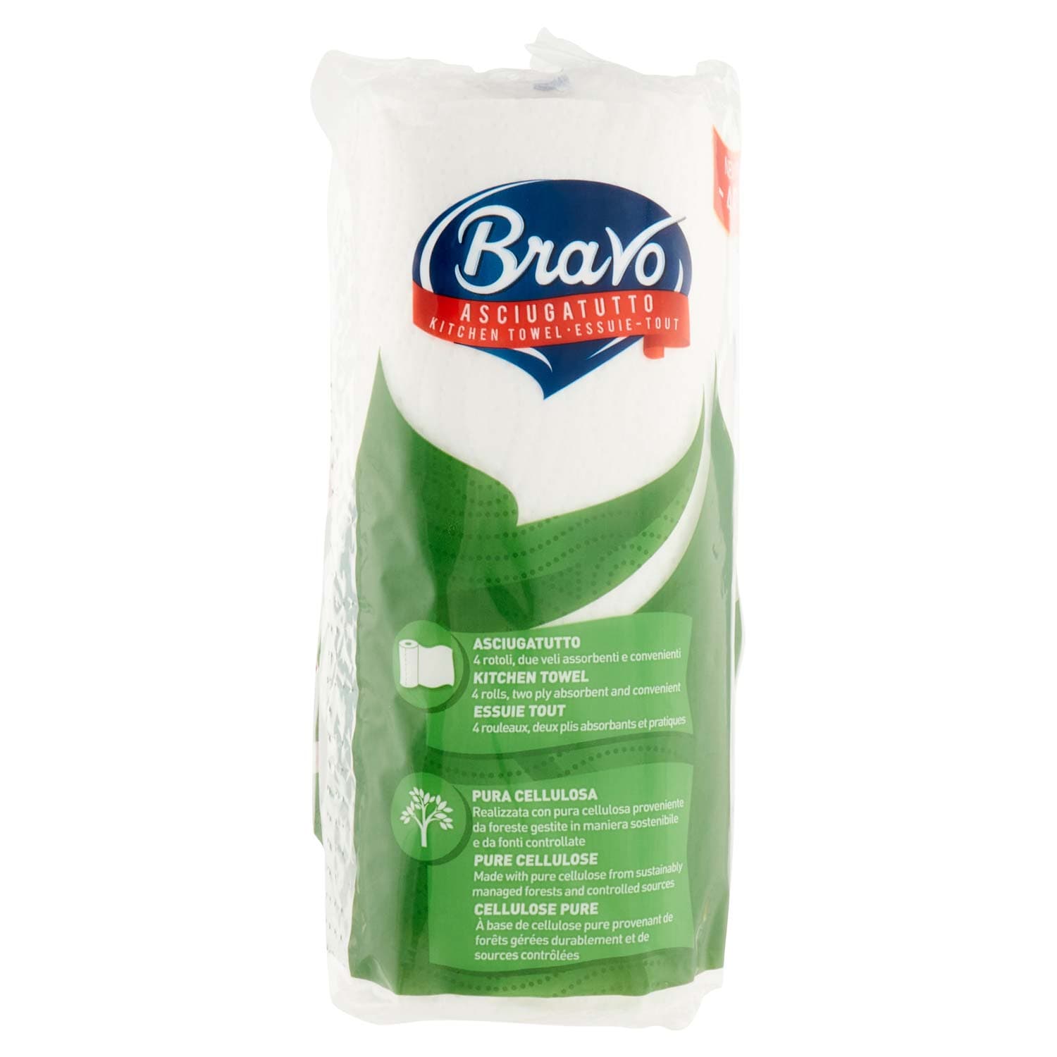 Asciugatutto 4 rotoli 2 veli pura cellulosa 100% bianco – immagine 3