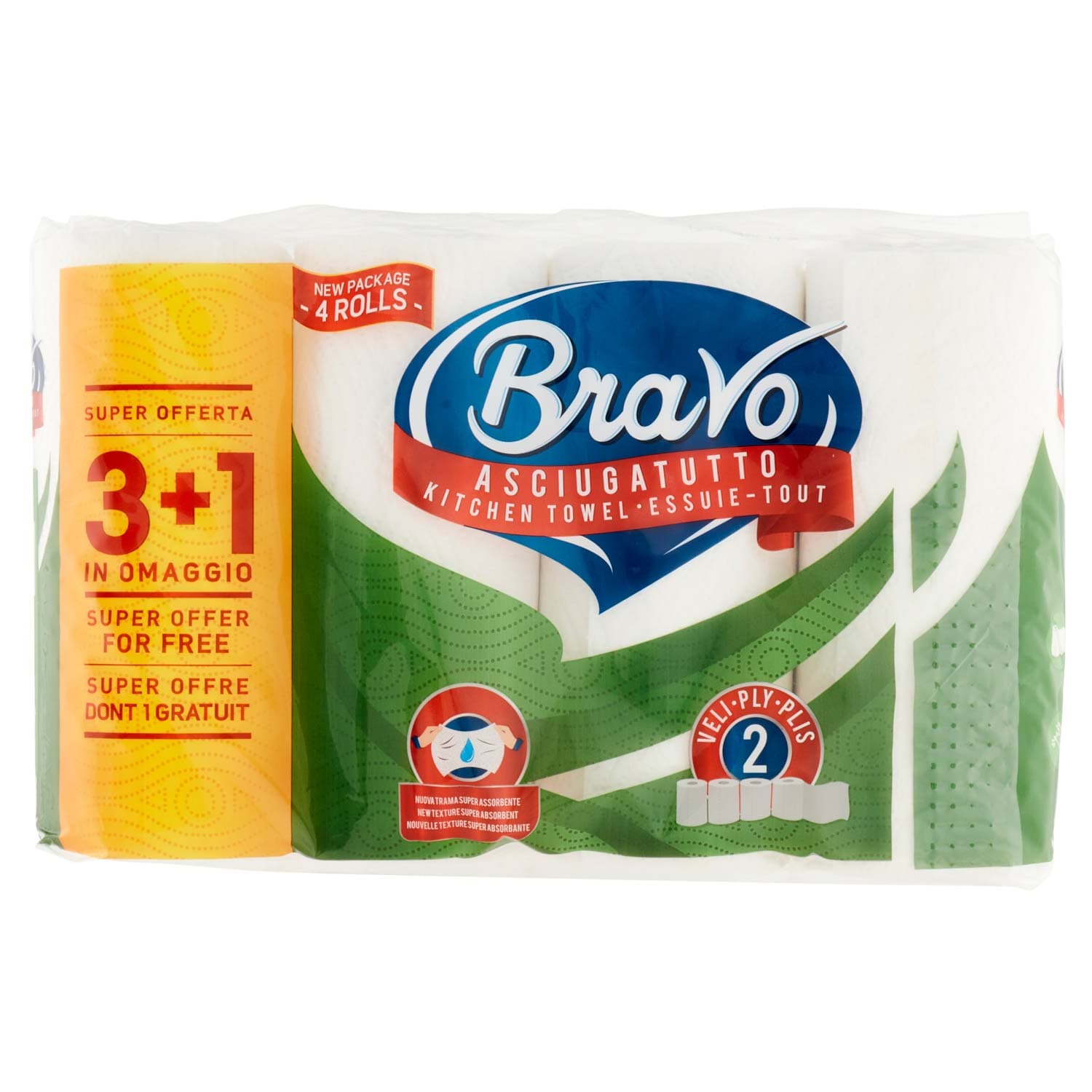 Asciugatutto 4 rotoli 2 veli pura cellulosa 100% bianco – immagine 4