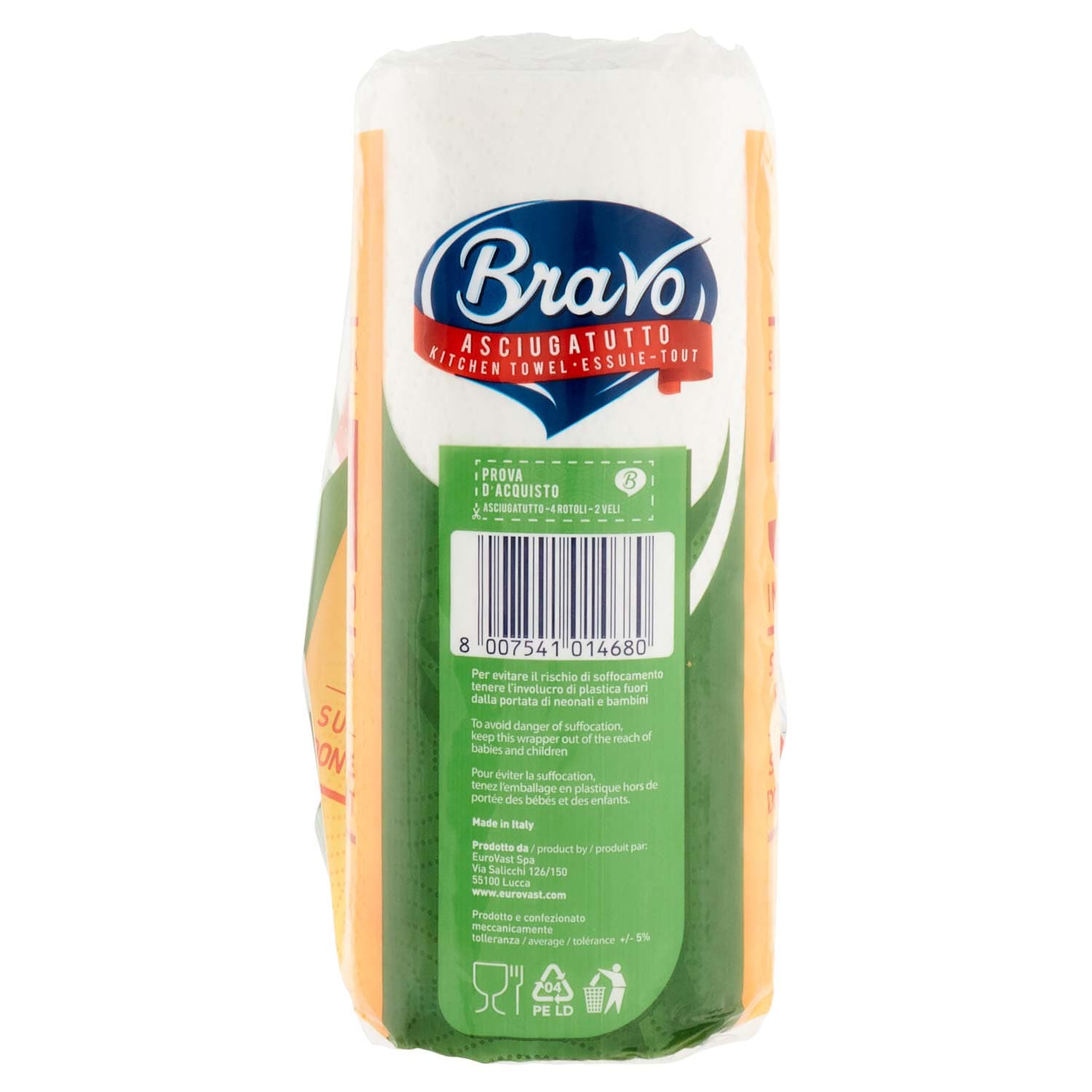 Asciugatutto 4 rotoli 2 veli pura cellulosa 100% bianco – immagine 5