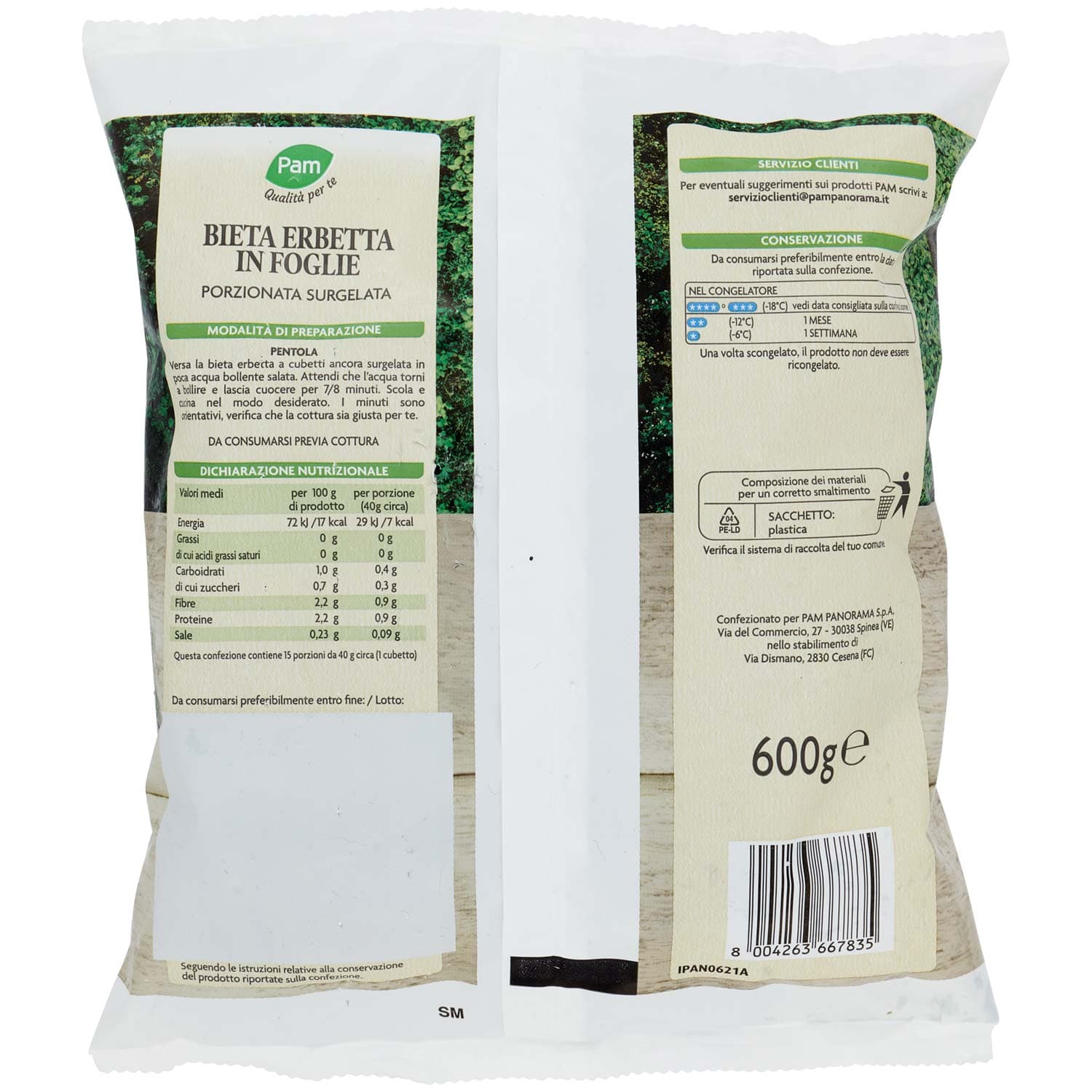 PAM Qualità per te Bieta Erbetta a cubetti Surgelata 600 g – immagine 4