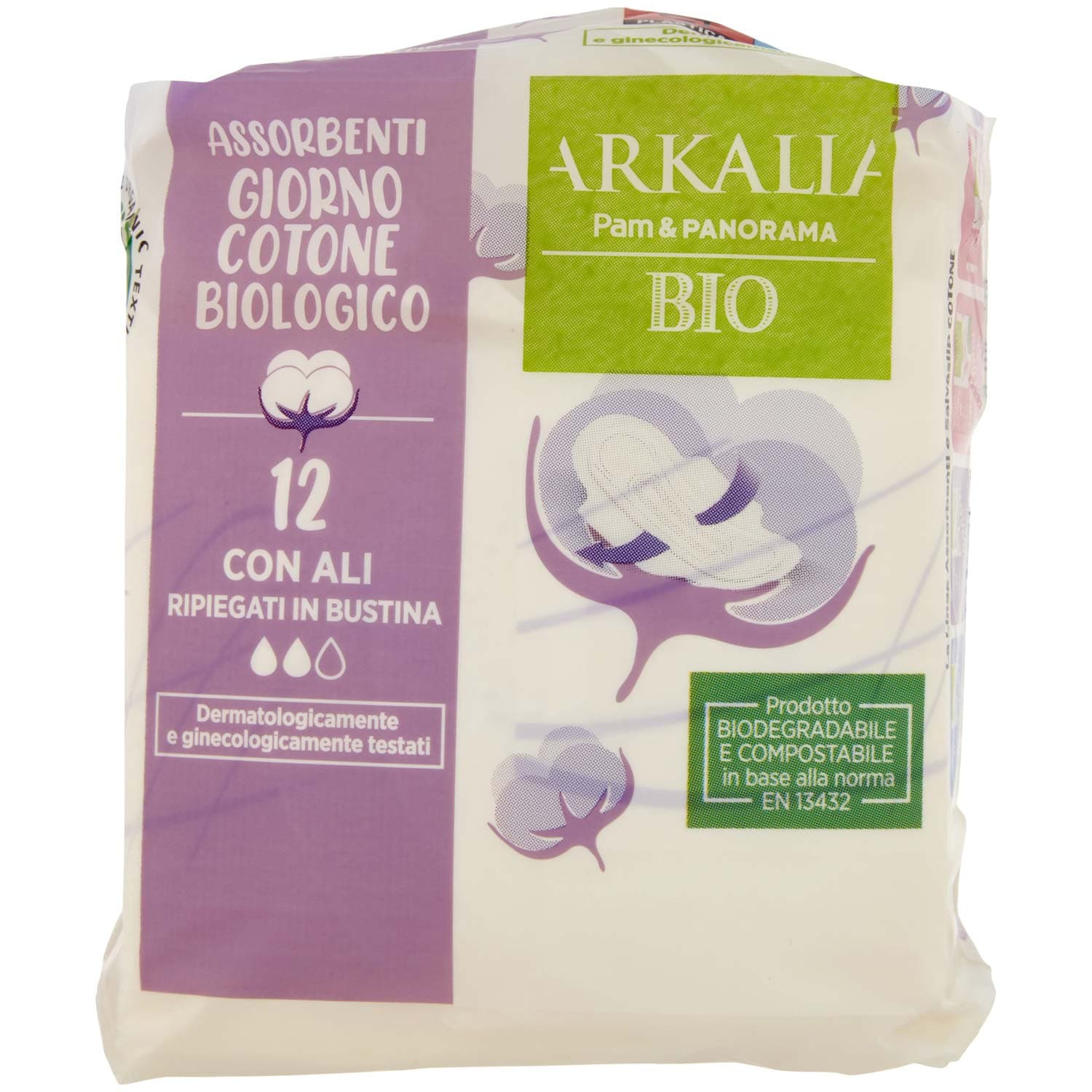 ARKALIA BIO Assorbenti Giorno Cotone Biologico con Ali Ripiegati in Bustina 12 pz – immagine 2