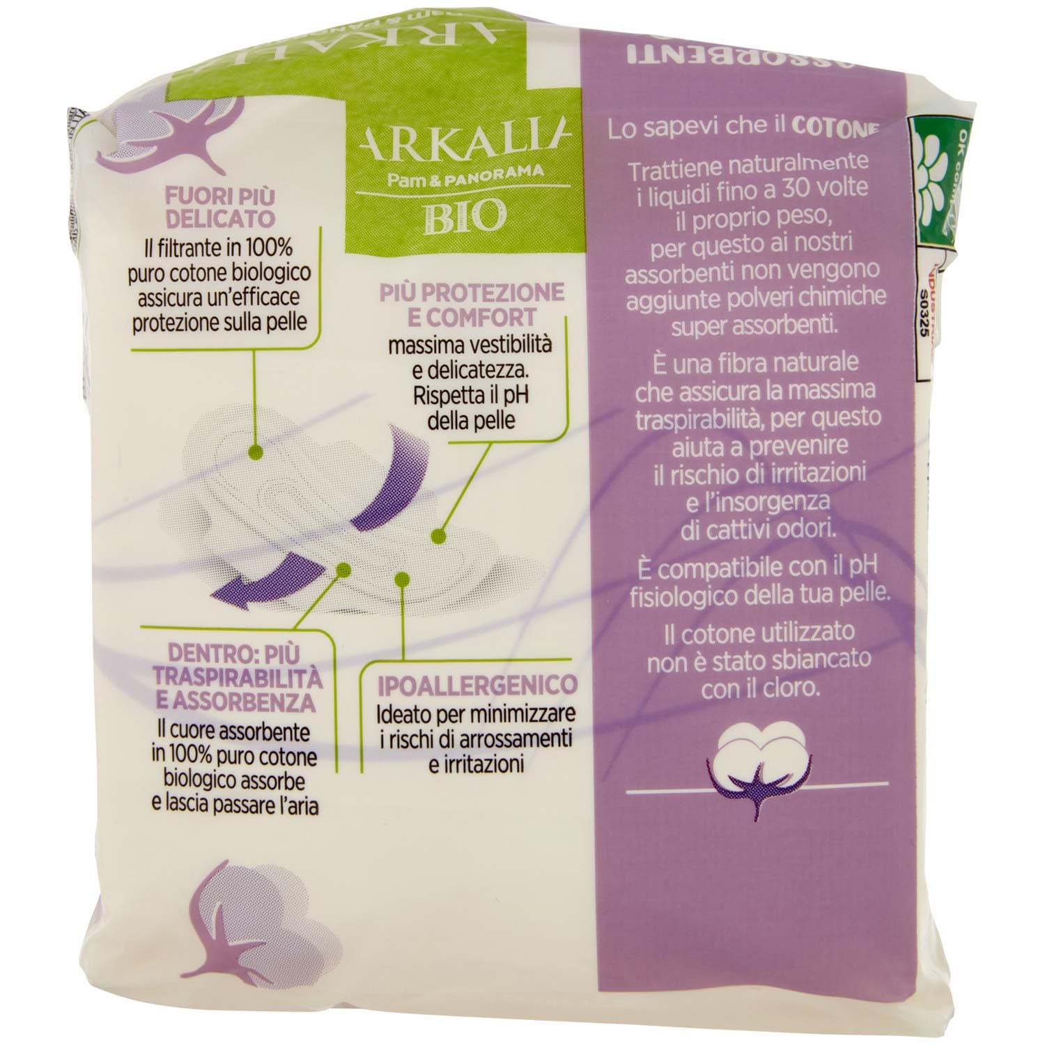 ARKALIA BIO Assorbenti Giorno Cotone Biologico con Ali Ripiegati in Bustina 12 pz – immagine 4