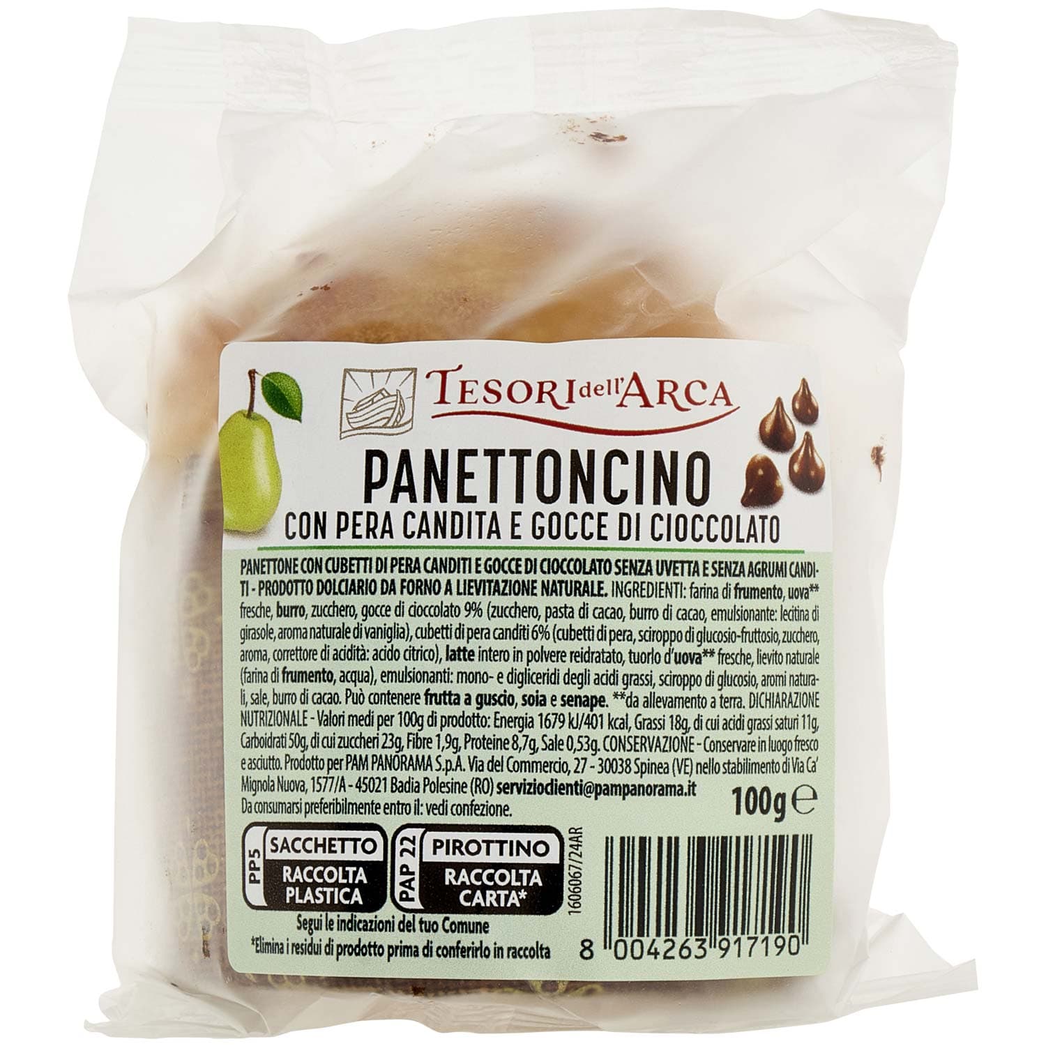 PAM Qualità per te Panettoncino Pera e cioccolato 100 g – immagine 2