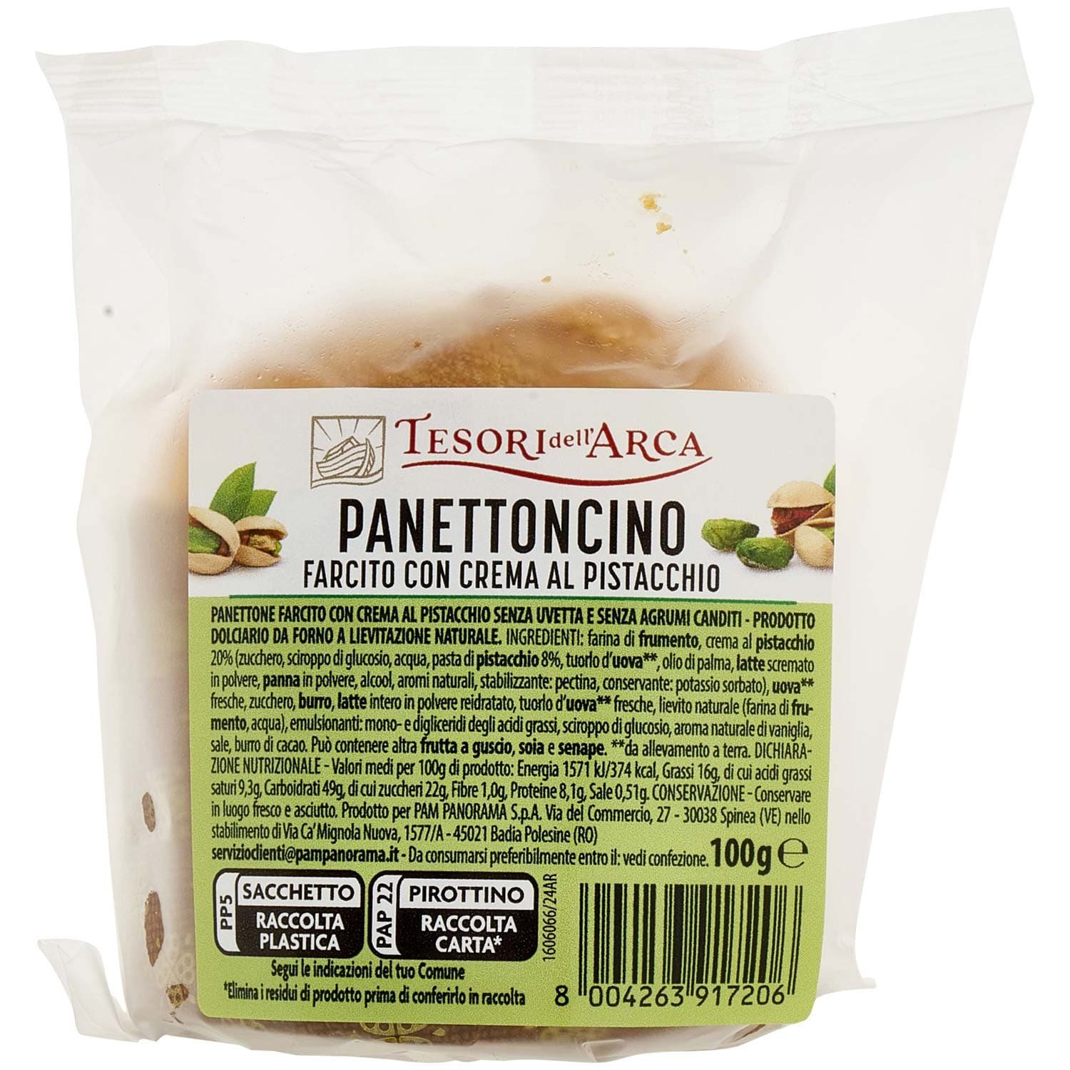 PAM Qualità per te Panettoncino Farcito con crema di pistacchio 100 g – immagine 2