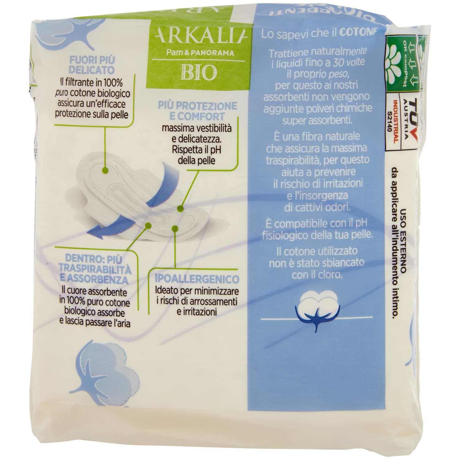 ARKALIA BIO Assorbenti Notte Cotone Biologico con Ali Ripiegati in Bustina 10 pz – immagine 4