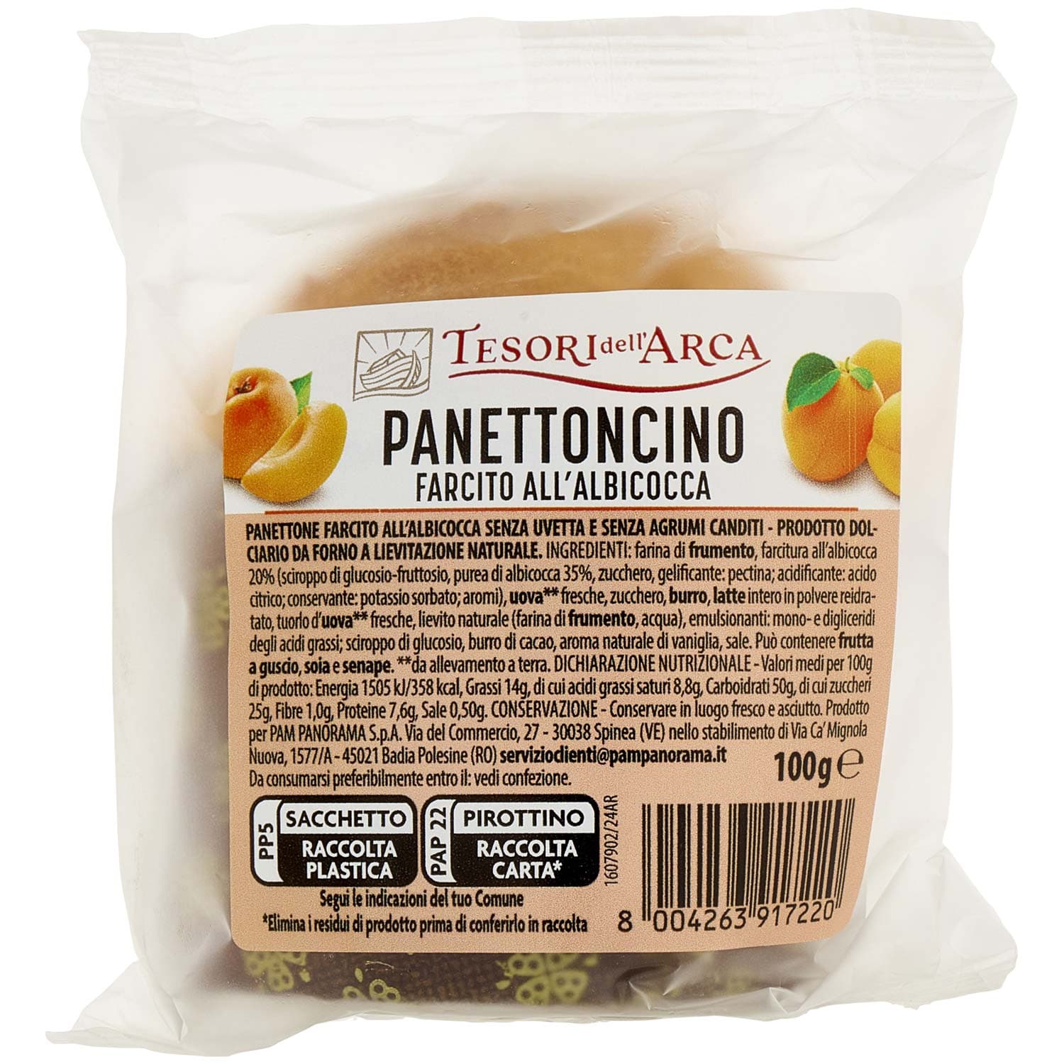 TESORI DELL'ARCA Panettoncino Farcito all'Albicocca 100 g – immagine 2