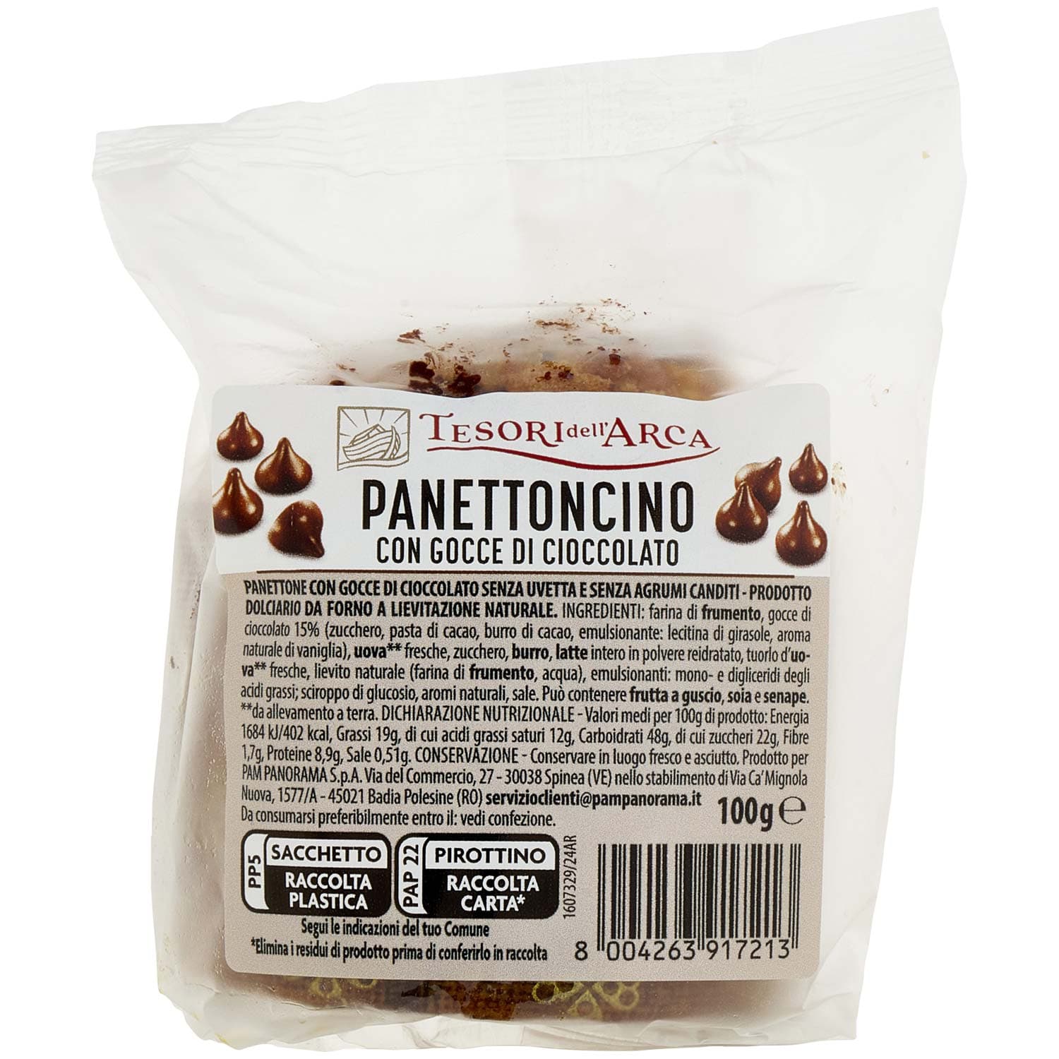 TESORI DELL'ARCA Panettoncino con Gocce di Cioccolato 100 g – immagine 2