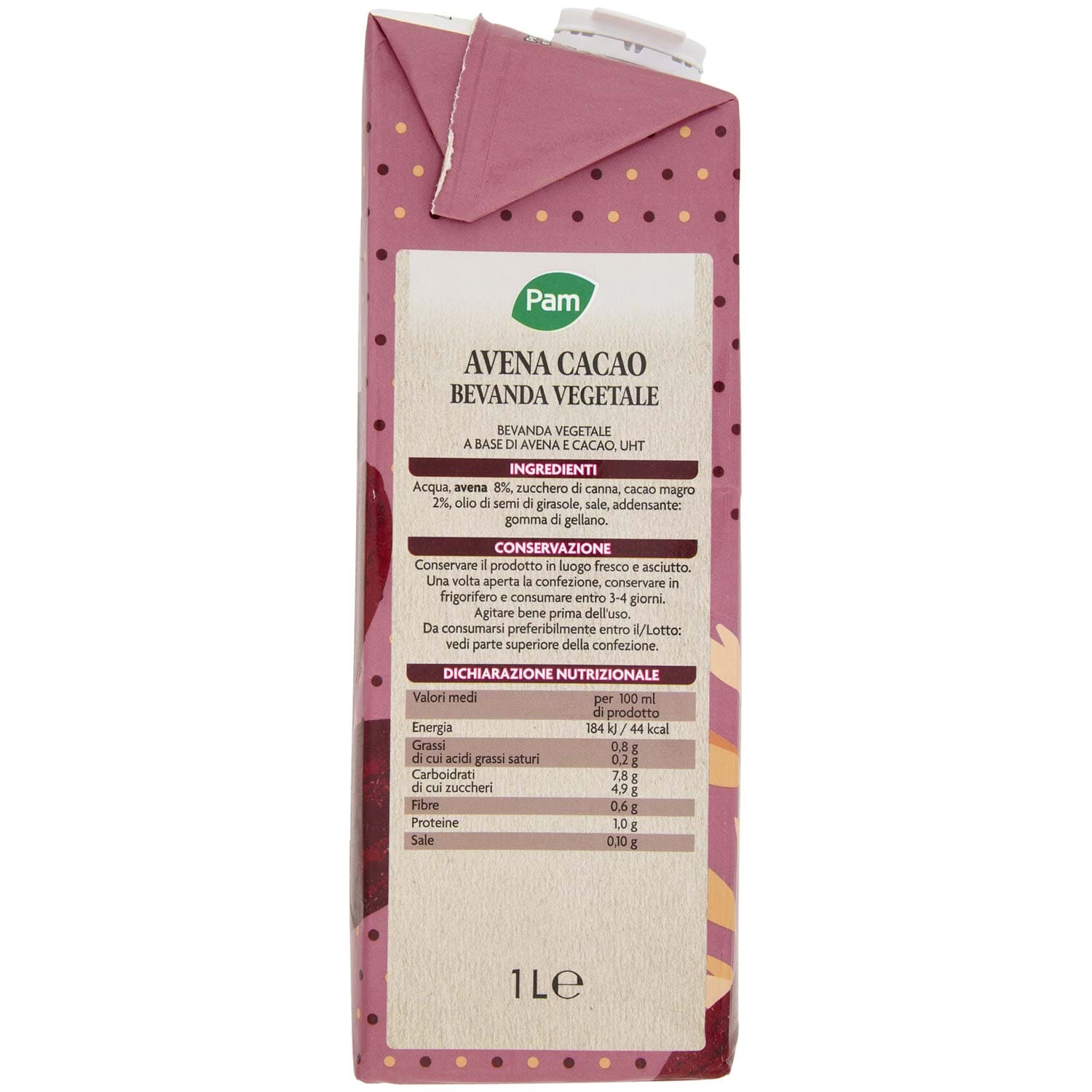 PAM Avena e Cacao Bevanda Vegetale 1 L – immagine 3
