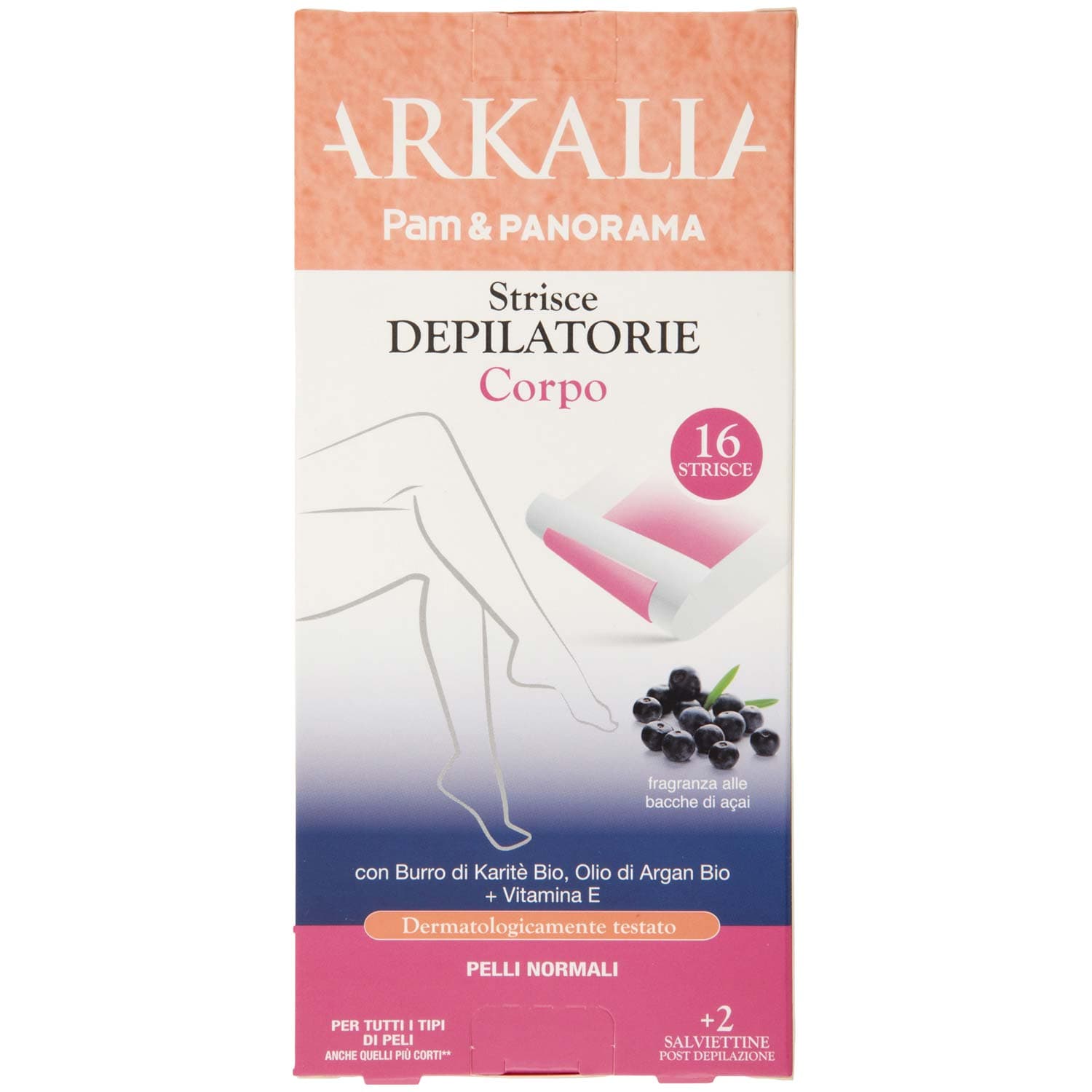 ARKALIA Strisce Depilatorie Corpo Pelli Normali 16 pz + 2 Salviettine Post Depilazione – immagine 2