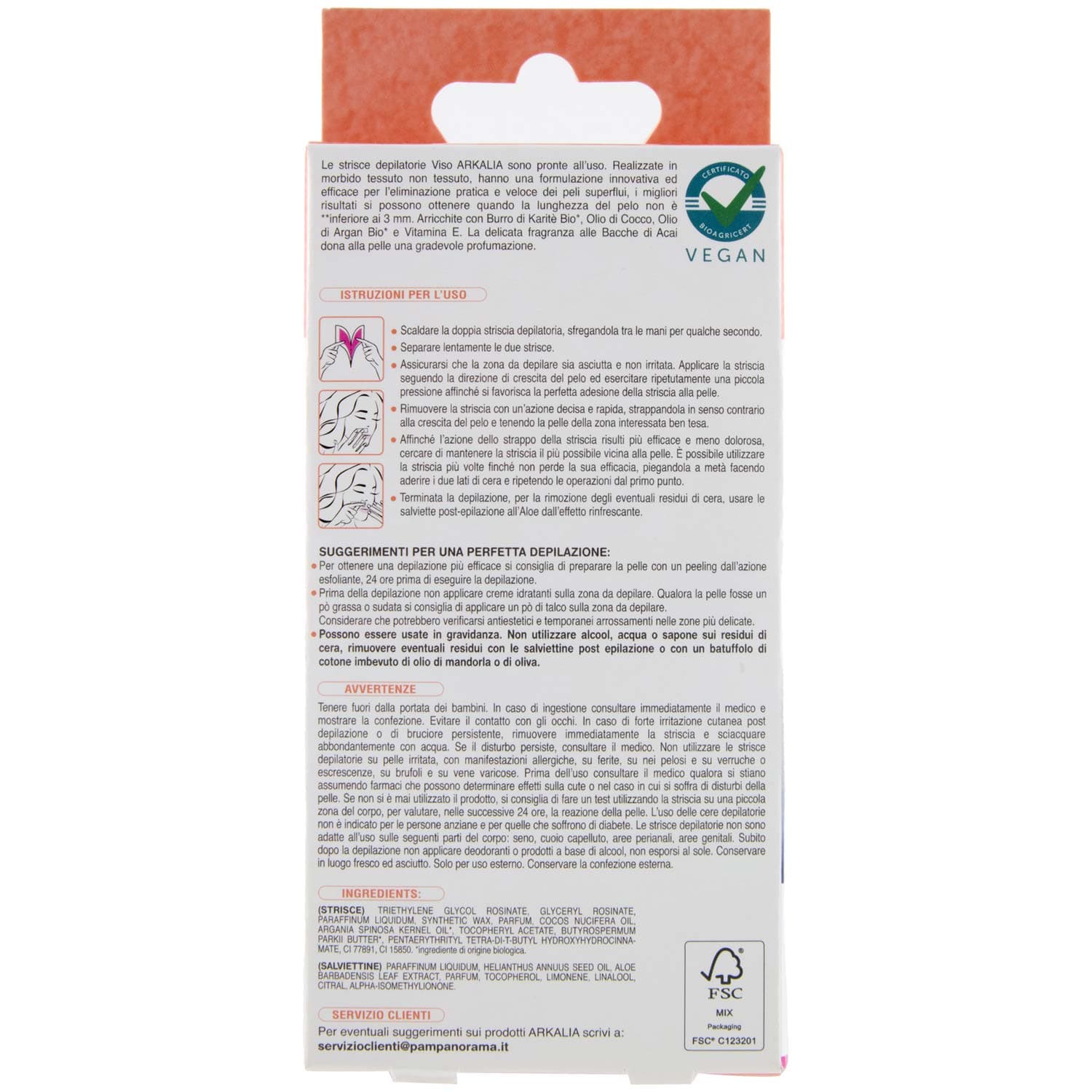 ARKALIA Strisce Depilatorie Viso Pelli Normali 16 pz + 3 Salviettine Post Depilazione – immagine 4