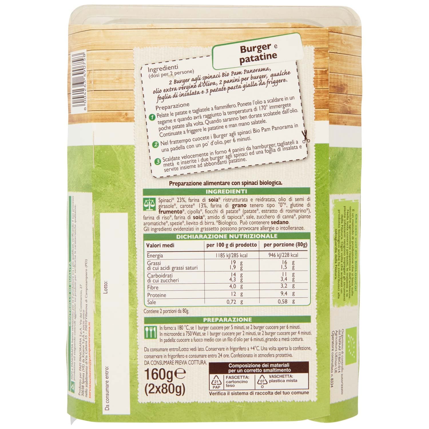 BIO Burger agli spinaci Biologico 2 x 80 g – immagine 4