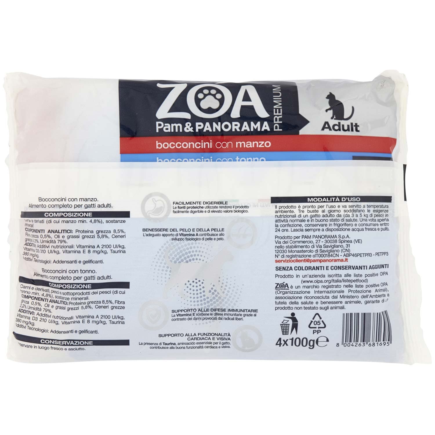 ZOA PREMIUM Adult bocconcini 2 con manzo 2 con tonno 4 x 100 g – immagine 4