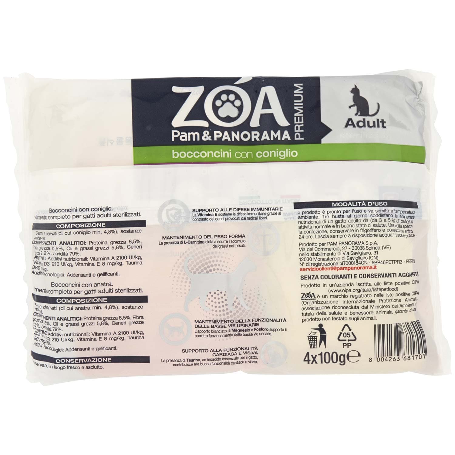 ZOA PREMIUM Adult bocconcini 2 con coniglio 2 con anatra 4 x 100 g – immagine 4